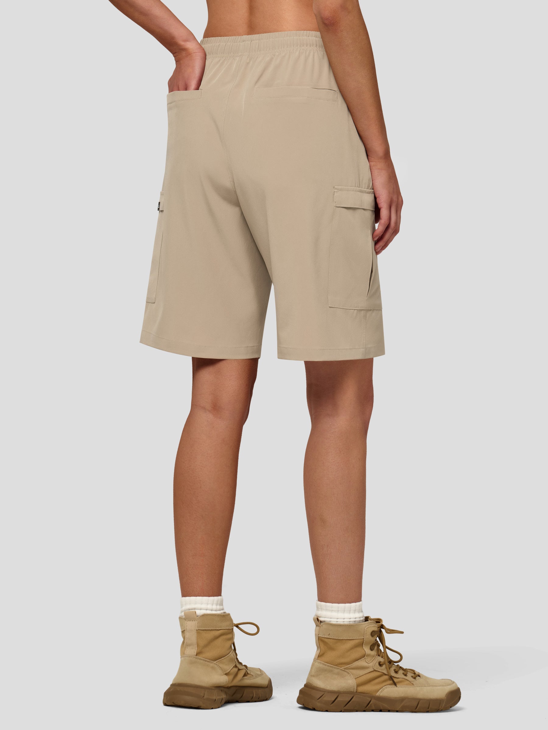 Willit Women's Active Trek Shorts 9 Inch in light khaki2