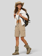 Willit Women's Active Trek Shorts 9 Inch in light khaki4