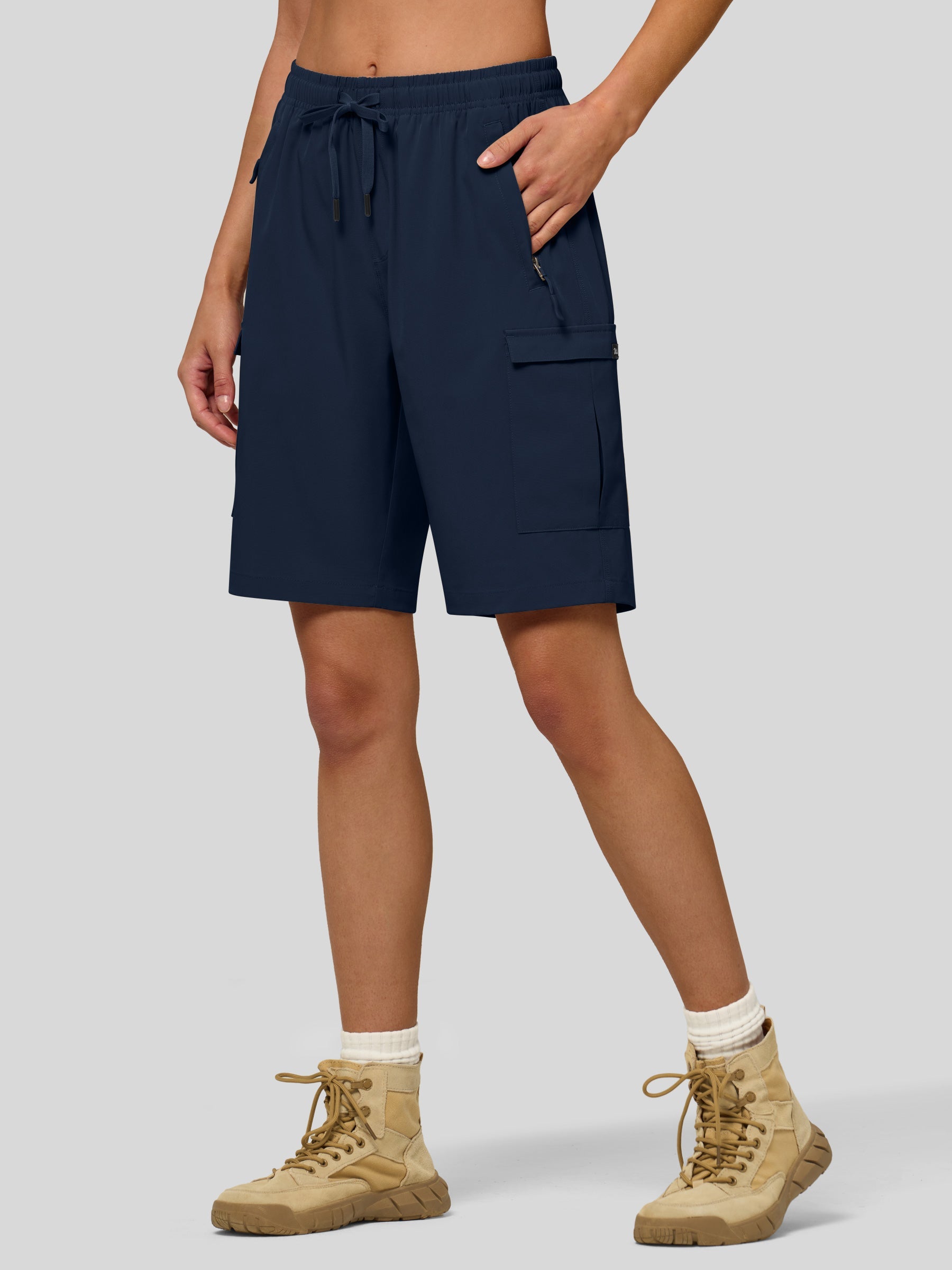 Willit Women's Active Trek Shorts 9 Inch in navy1