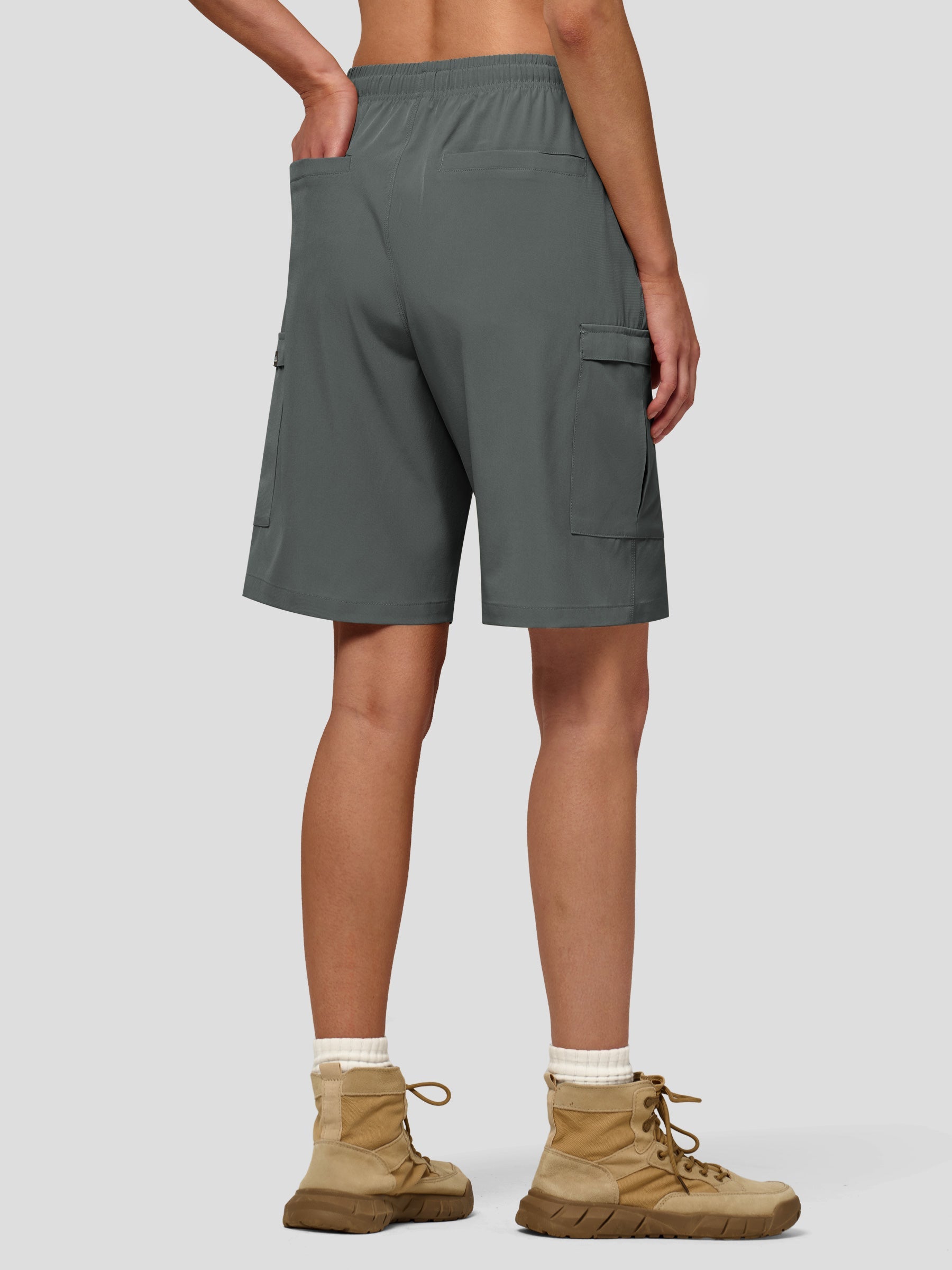 Willit Women's Active Trek Shorts 9 Inch in steel gray2