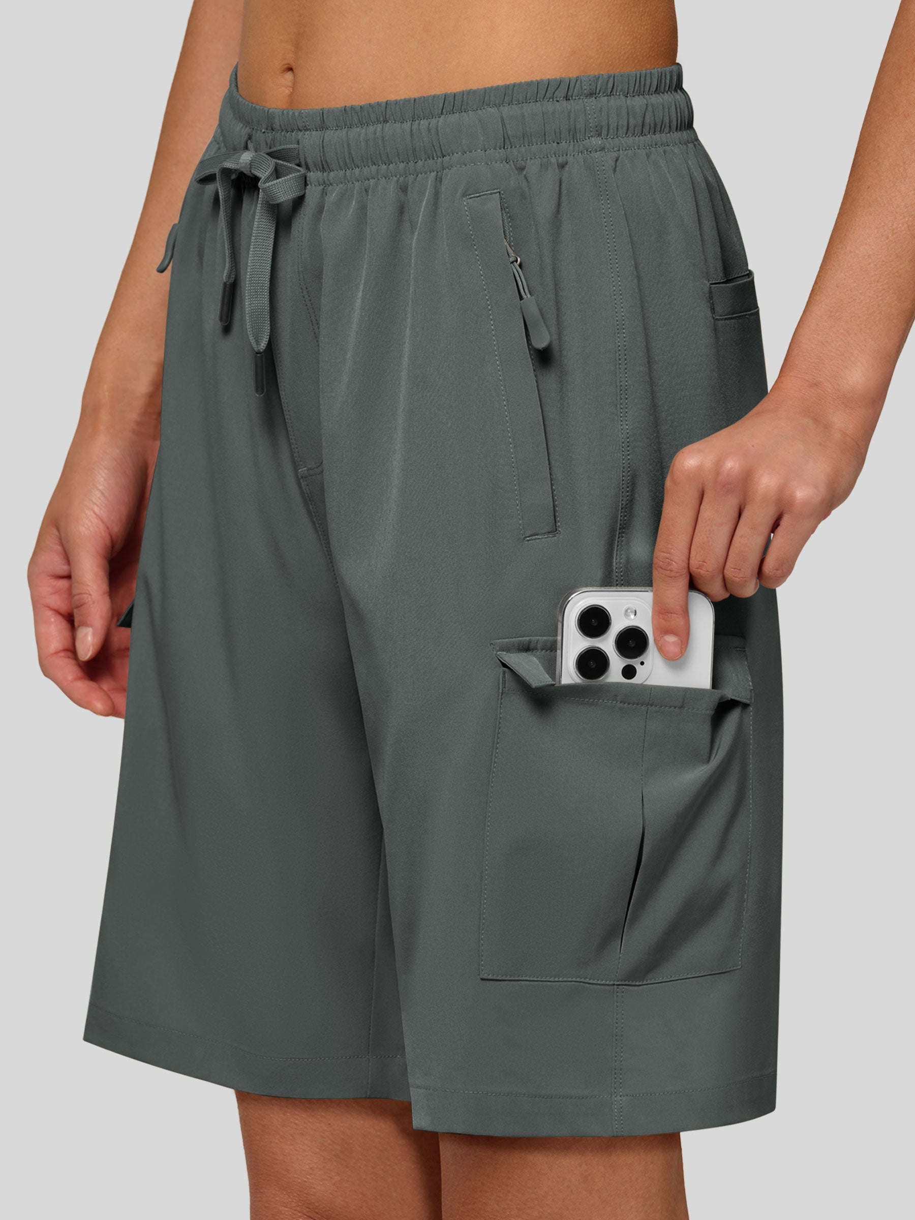 Willit Women's Active Trek Shorts 9 Inch in steel gray3