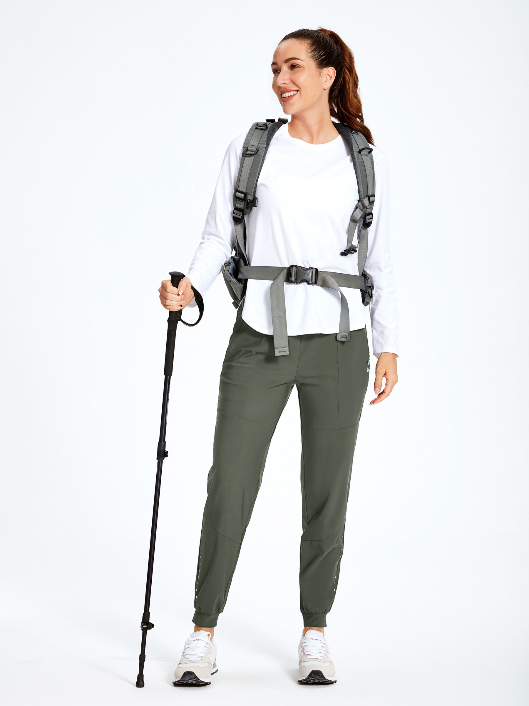 Women's Running Joggers Green_model4