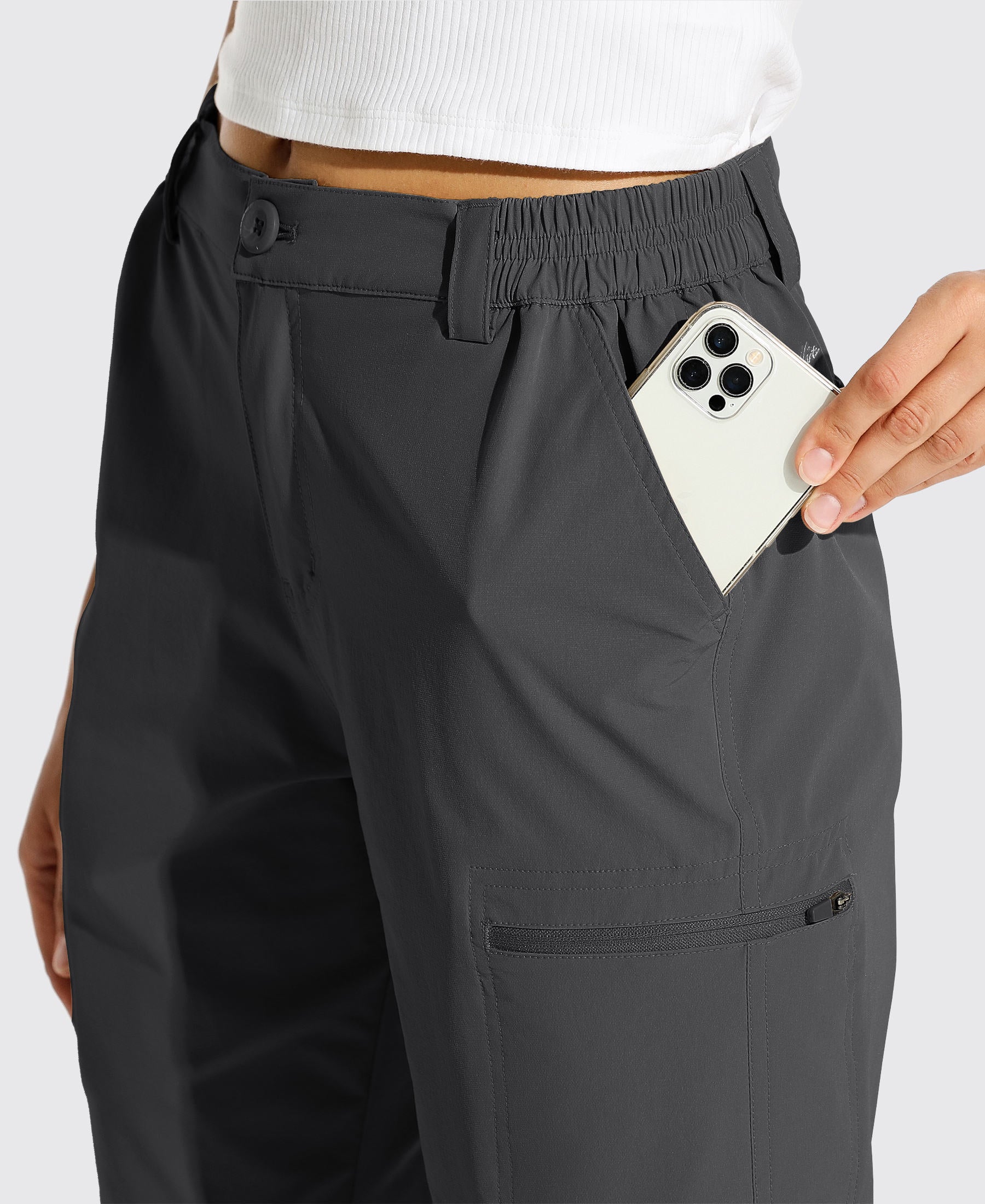 Womens Bermuda Cargo Shorts 10 Inch deep gray3