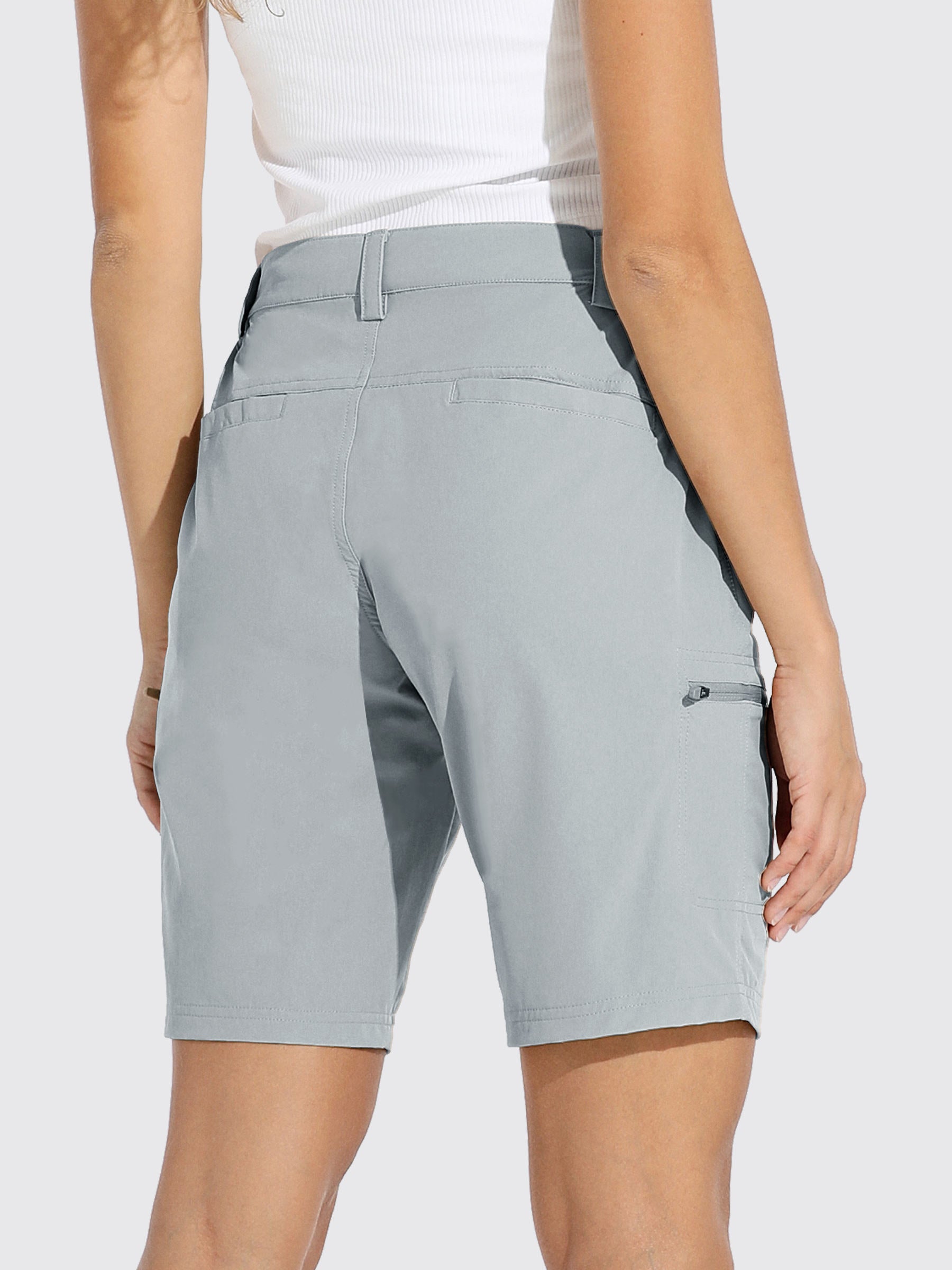 Womens Bermuda Cargo Shorts 10 Inch light gray2