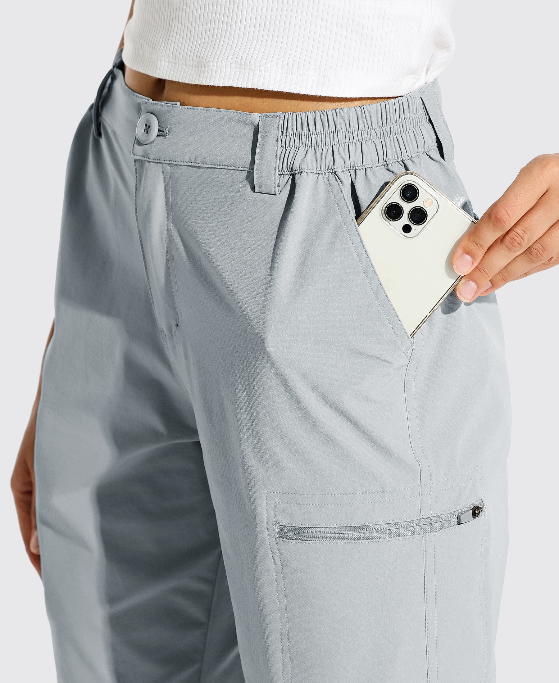 Womens Bermuda Cargo Shorts 10 Inch light gray3