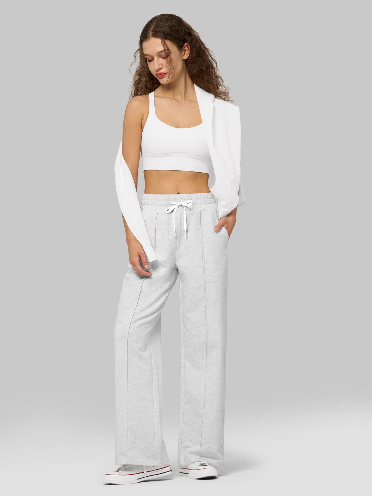 willit Women's Breeze Straight Leg Sweatpants in light gray_4