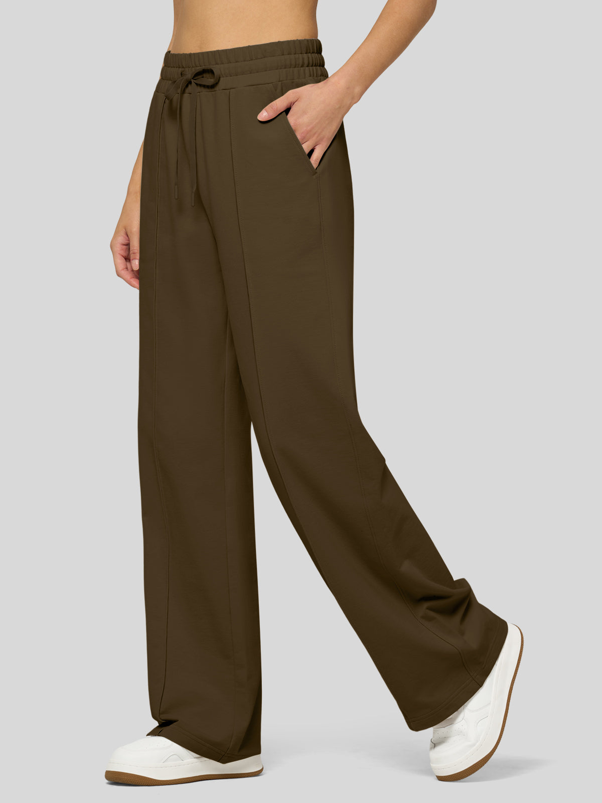 willit Women's Breeze Straight Leg Sweatpants in darkbrown_2