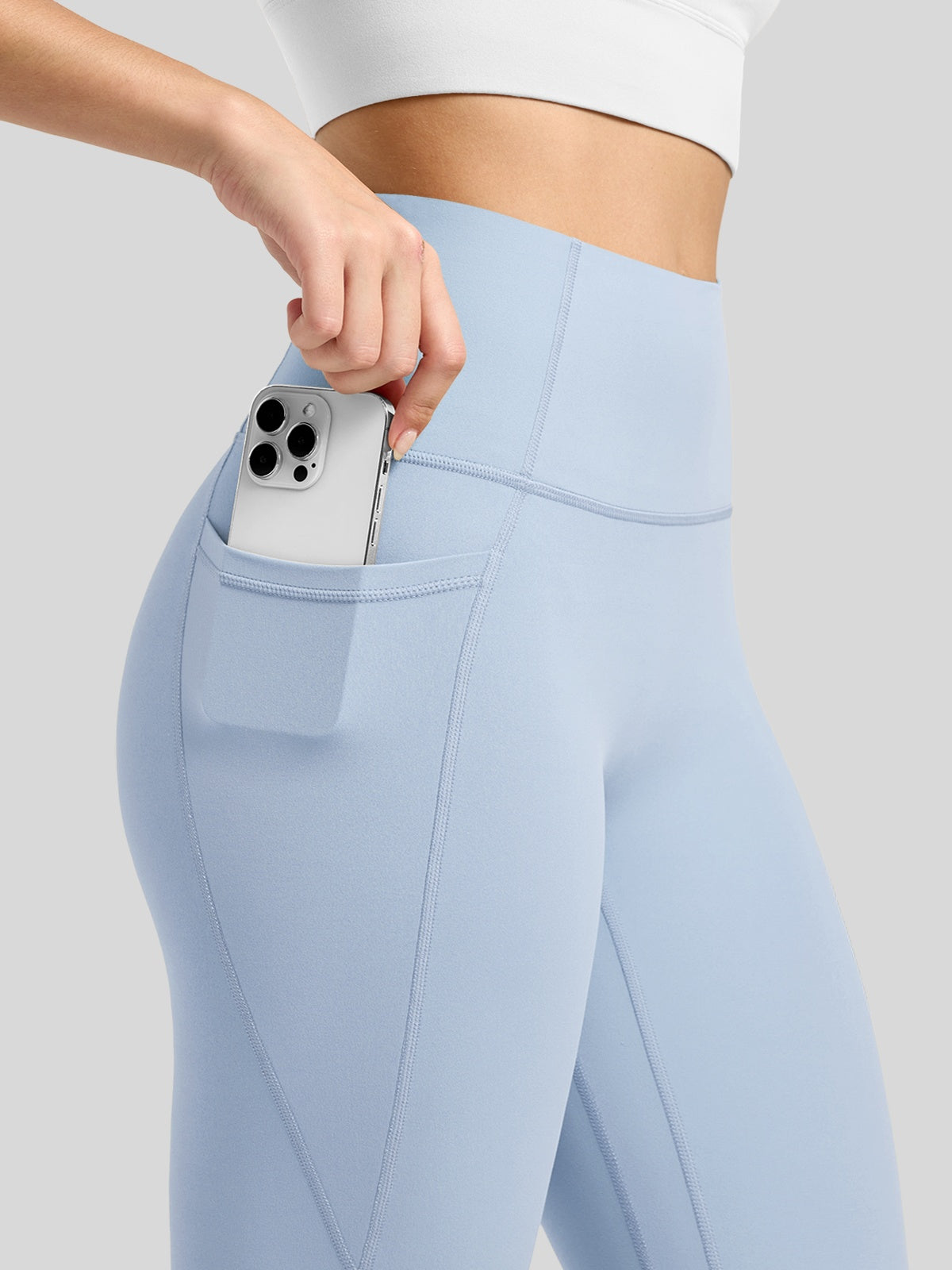 Willit Women's Butterflux Pocket Leggings-25 Inch in dusty in blue