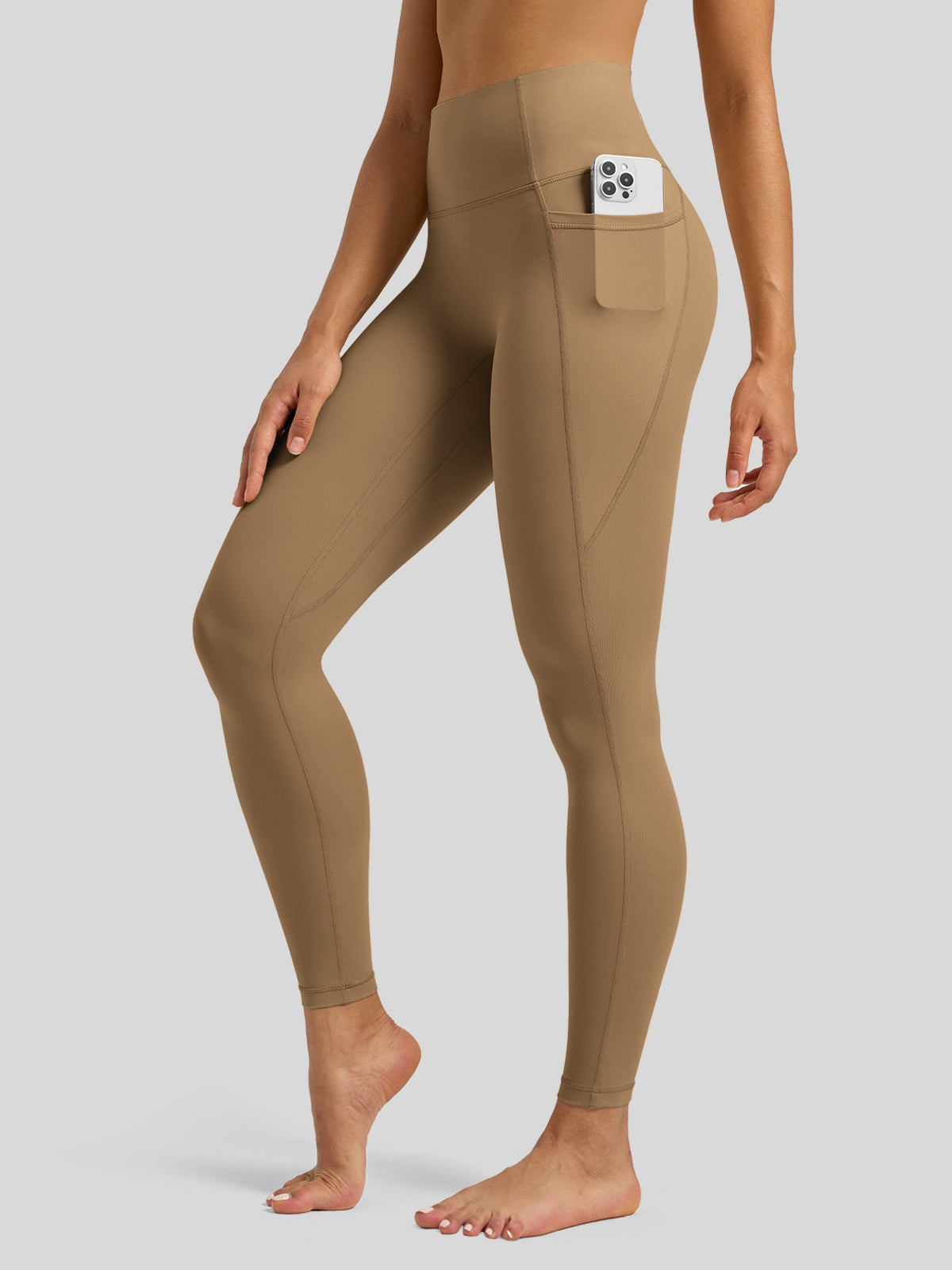 Willit Women's Butterflux Pocket Leggings-25 Inch in brown