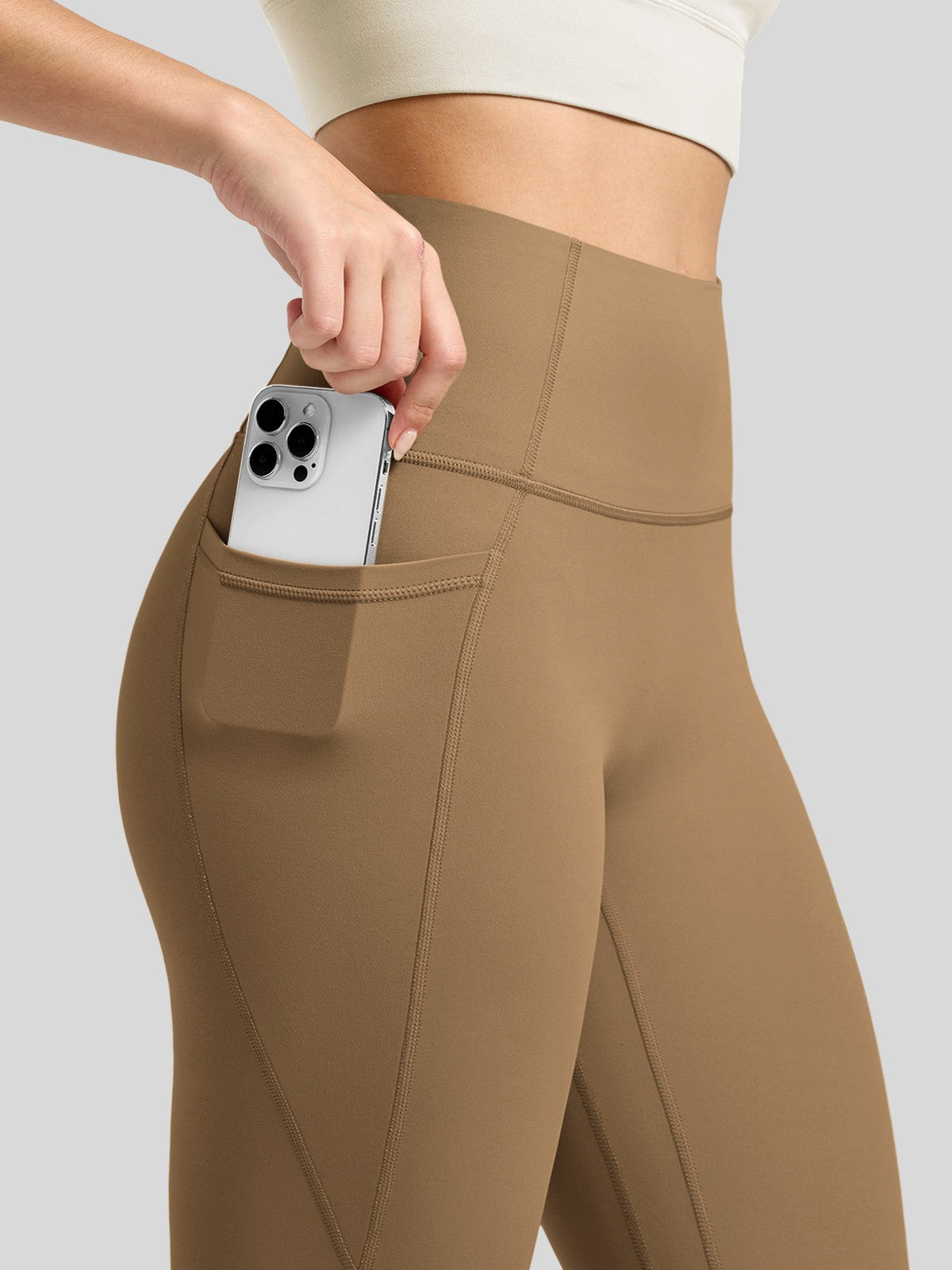 Willit Women's Butterflux Pocket Leggings-25 Inch in dusty in brown