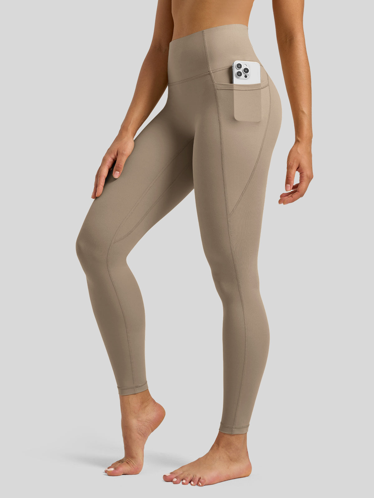 Willit Women's Butterflux Pocket Leggings-25 Inch in taupe