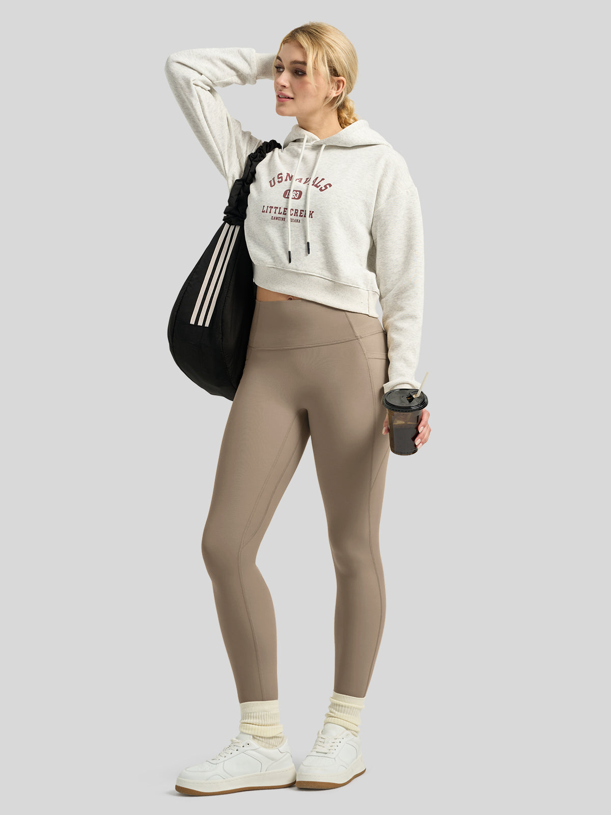 Willit Women's Butterflux Pocket Leggings-25 Inch in taupe