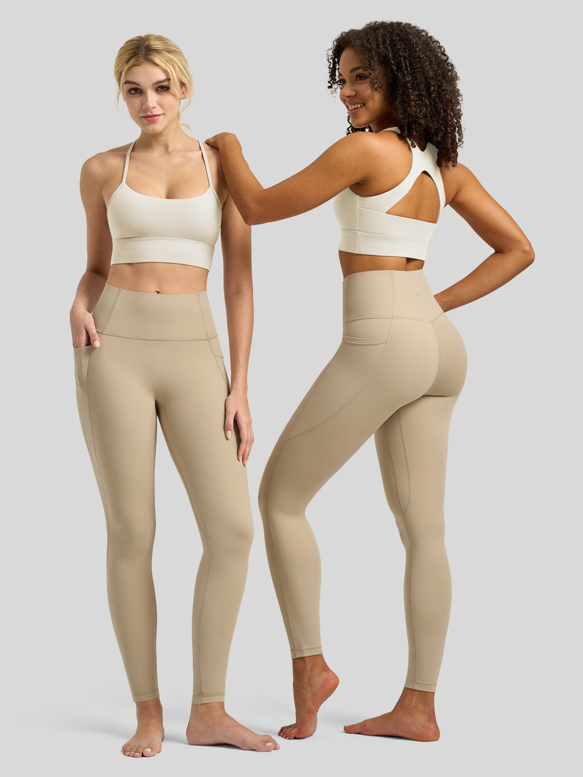 Willit Women's Butterflux Pocket Leggings-25 Inch in khaki