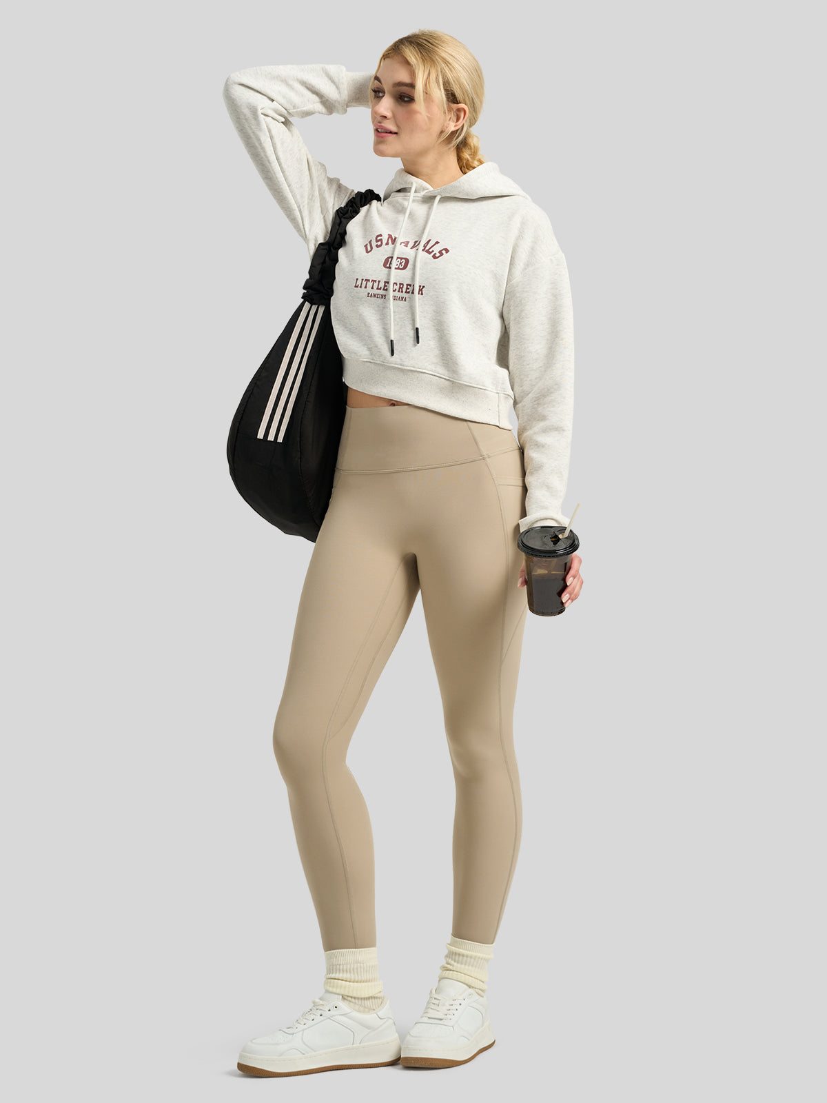 Willit Women's Butterflux Pocket Leggings-25 Inch in dusty in khaki