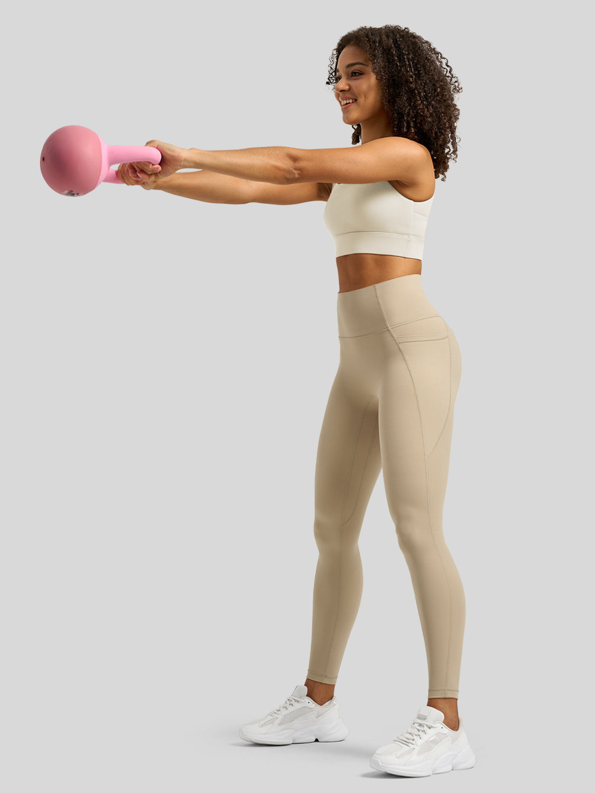 Willit Women's Butterflux Pocket Leggings-25 Inch in dusty in khaki