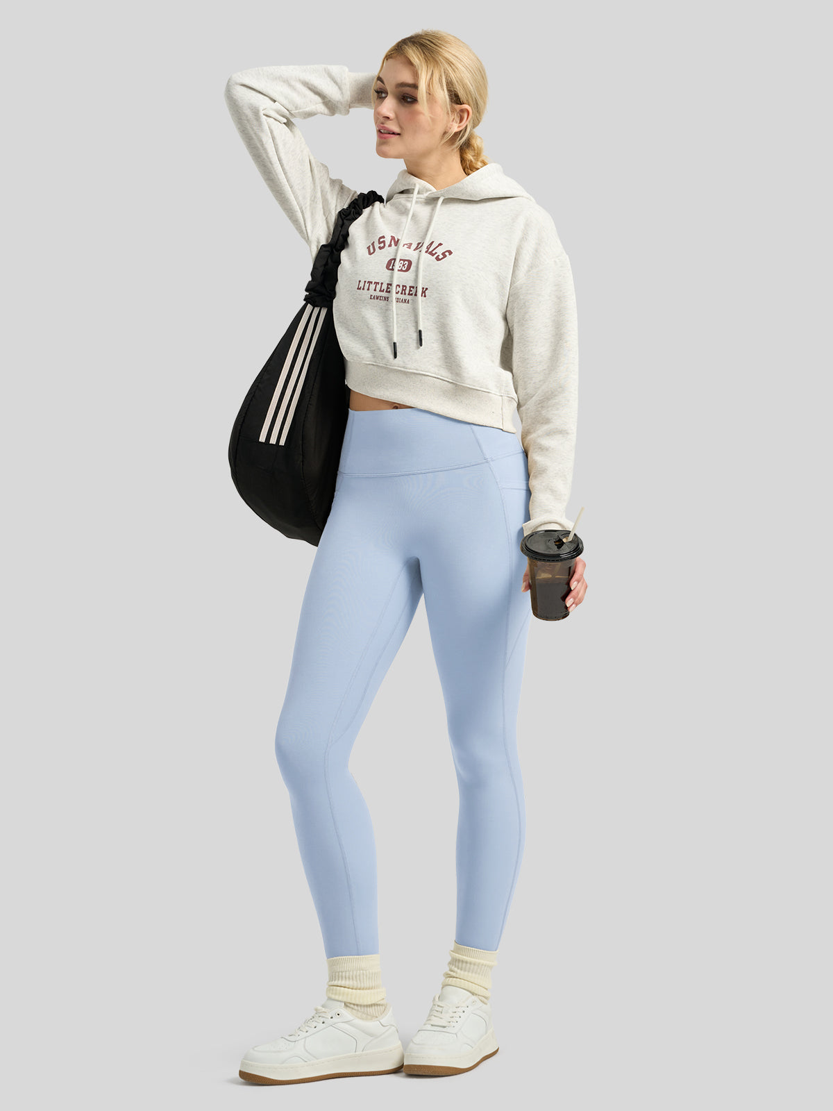 Willit Women's Butterflux Pocket Leggings-25 Inch in dusty in blue