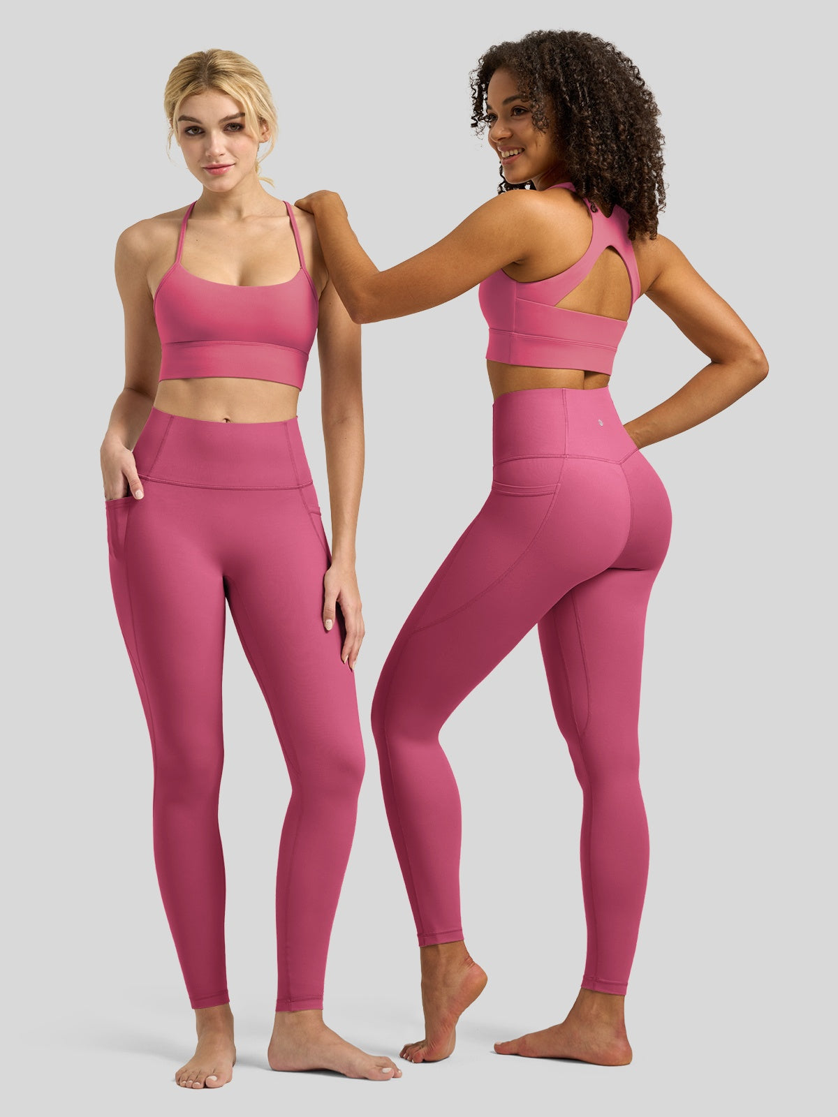 Willit Women's Butterflux Pocket Leggings-25 Inch in dusty in red