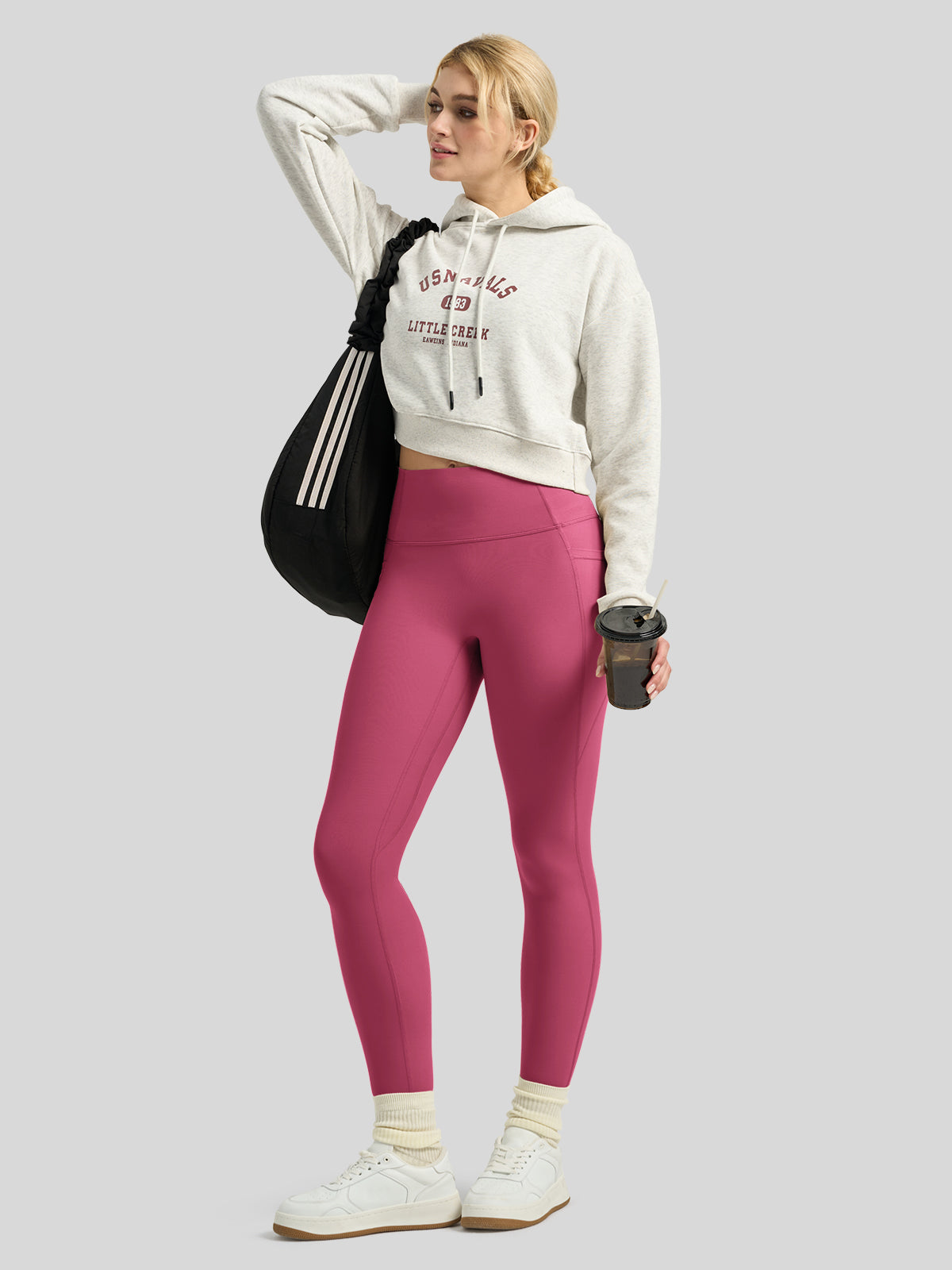 Willit Women's Butterflux Pocket Leggings-25 Inch in rose red