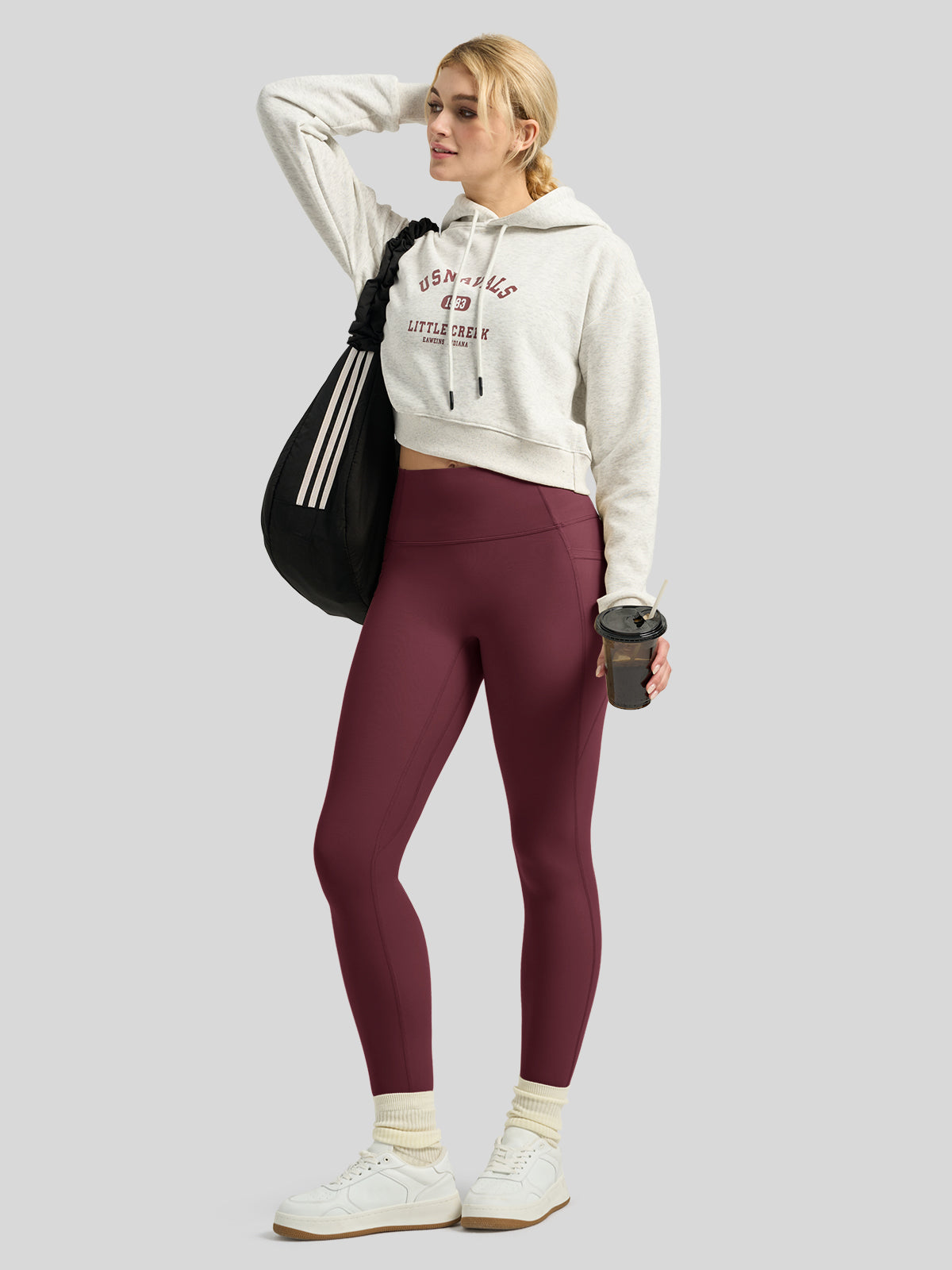 Willit Women's Butterflux Pocket Leggings-25 Inch in wine red