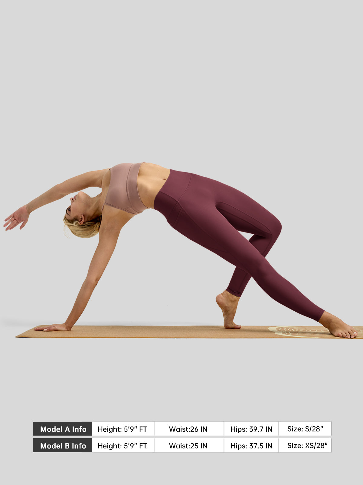 Willit Women's Butterflux Pocket Leggings-25 Inch in wine red