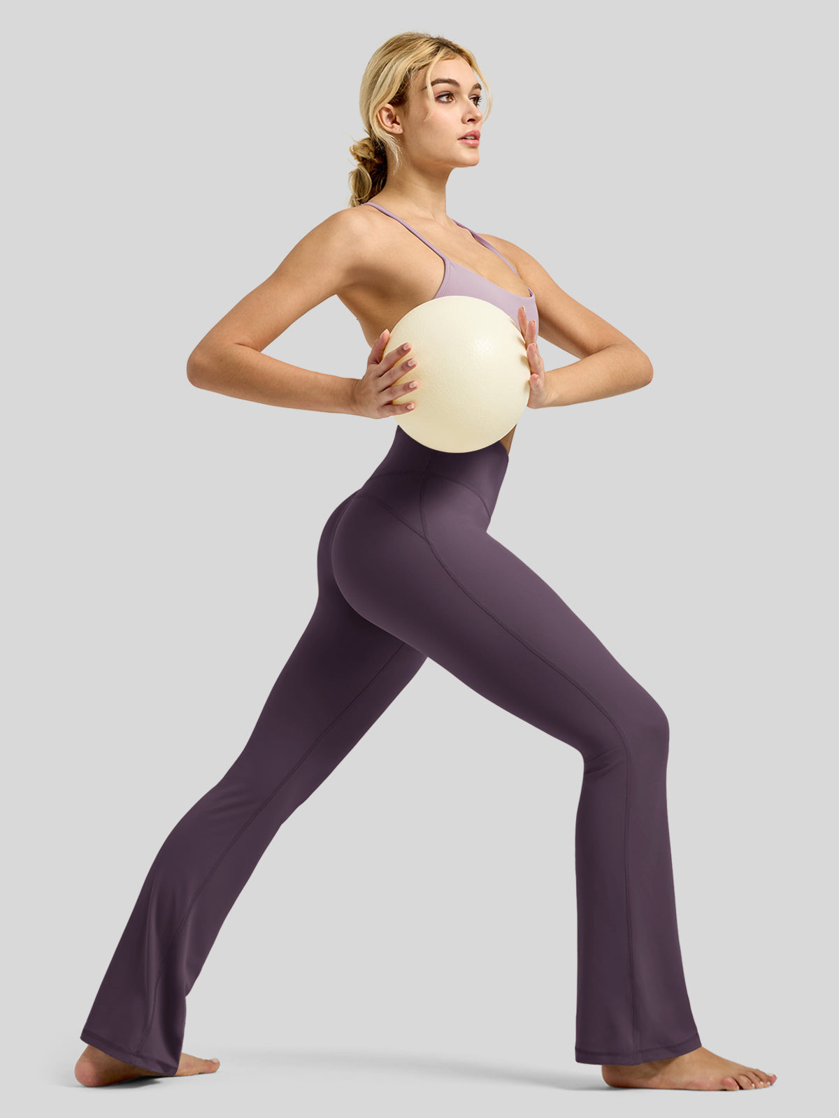 Willit Women's Butterflux Yoga Flare Leggings 29 Inch in deep purple