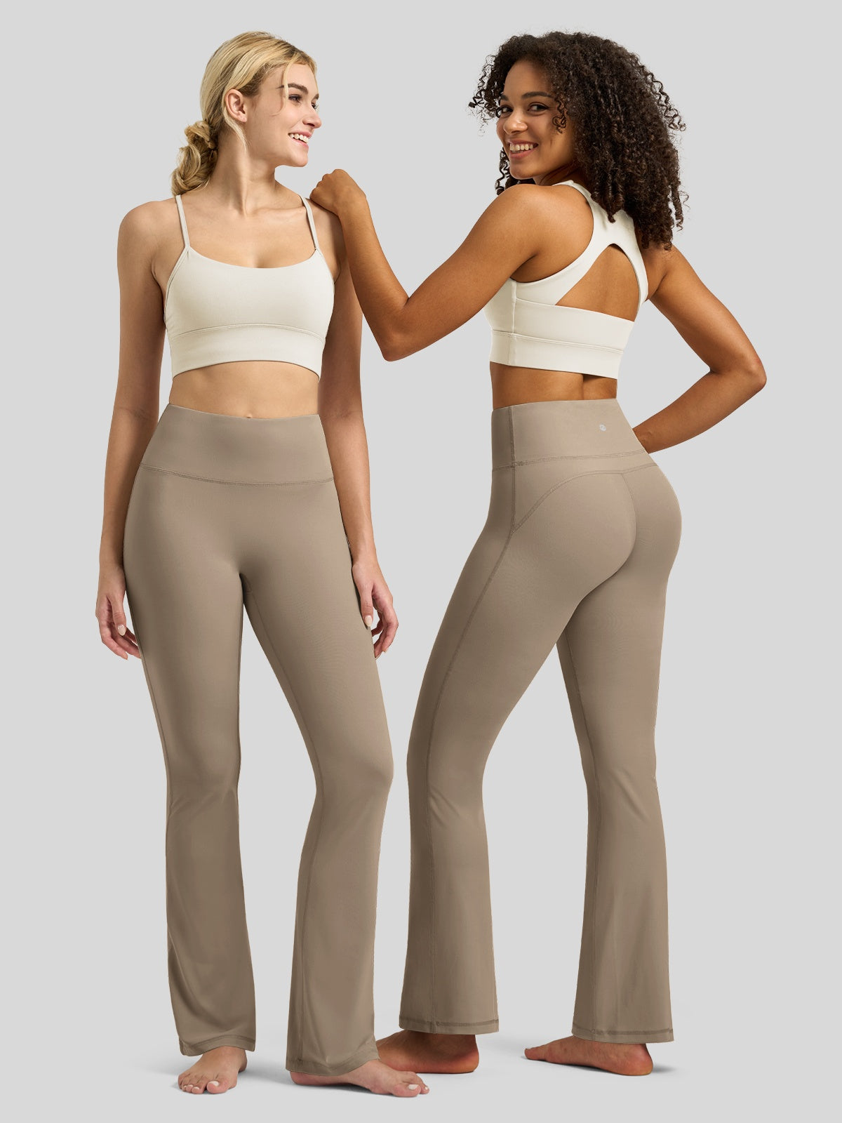 Willit Women's Butterflux Yoga Flare Leggings 30.5 Inch in taupe