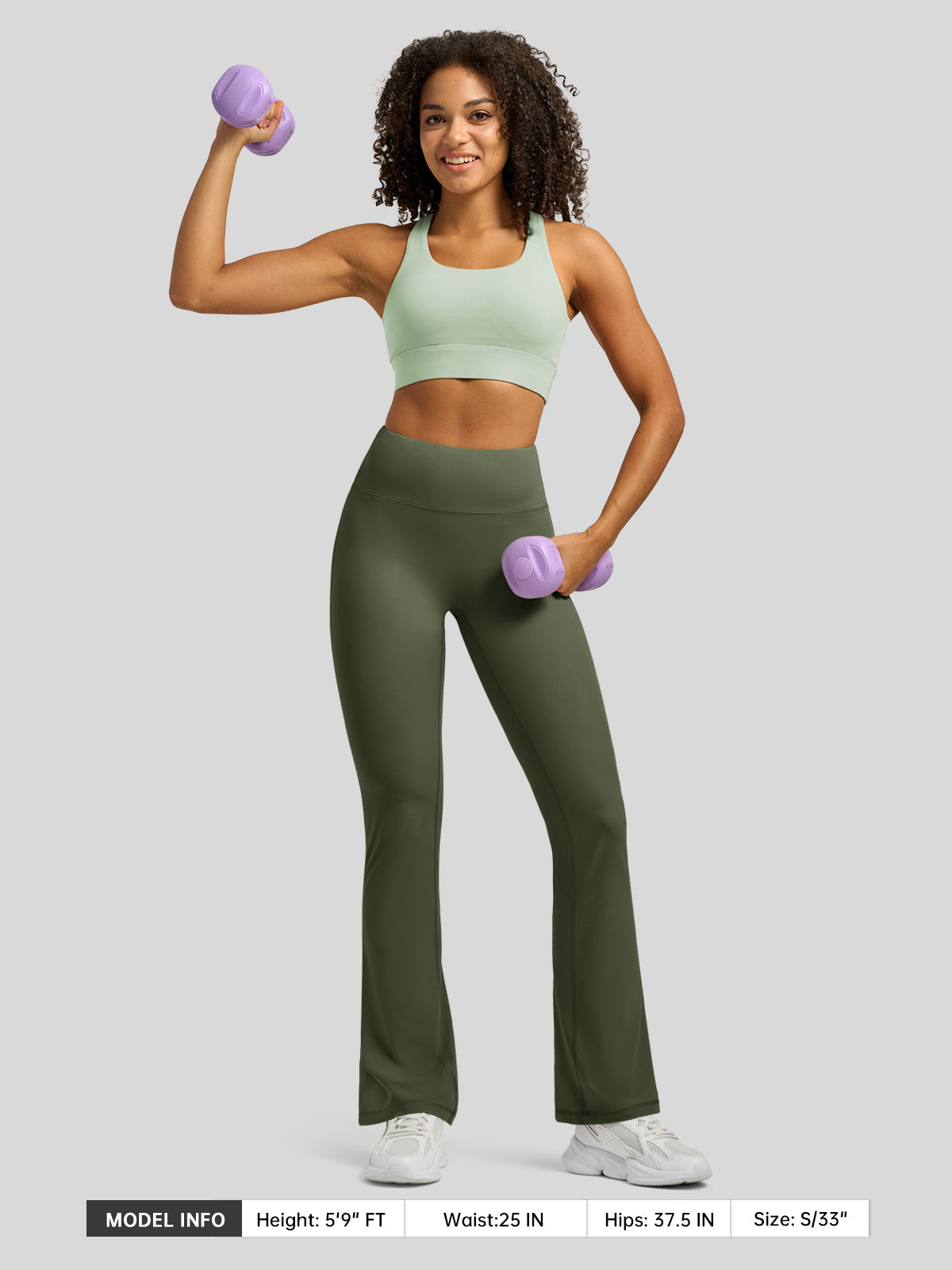 Willit Women's Butterflux Yoga Flare Leggings 33 Inch in green