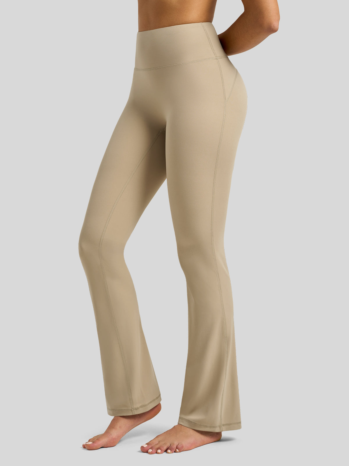 Willit Women's Butterflux Yoga Flare Leggings 30.5 Inch in khaki