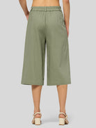 Willit Women's Cotton Linen Pleated Capri 16 Inch_sage green