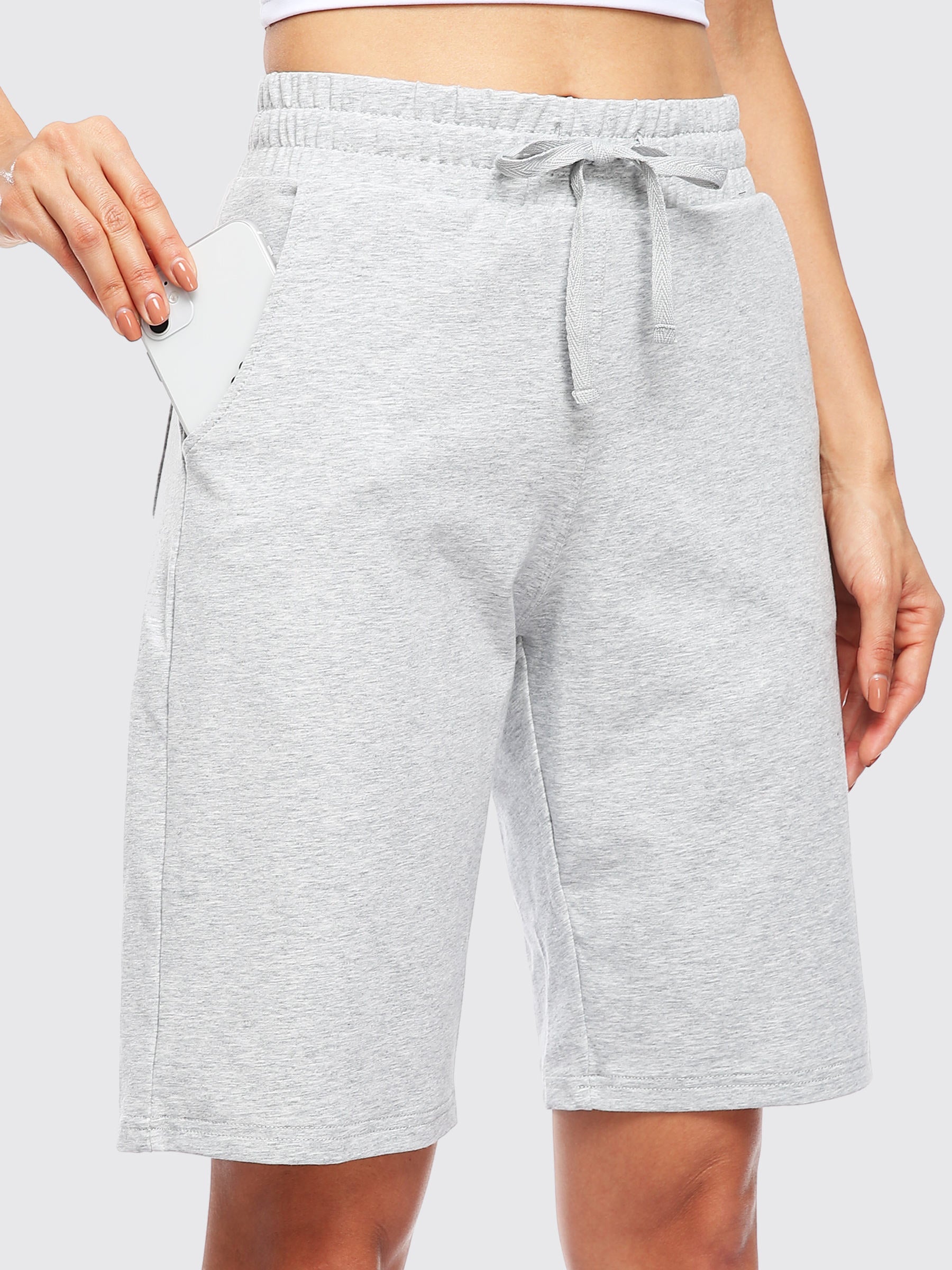Womens Cotton Bermuda Shorts light gray