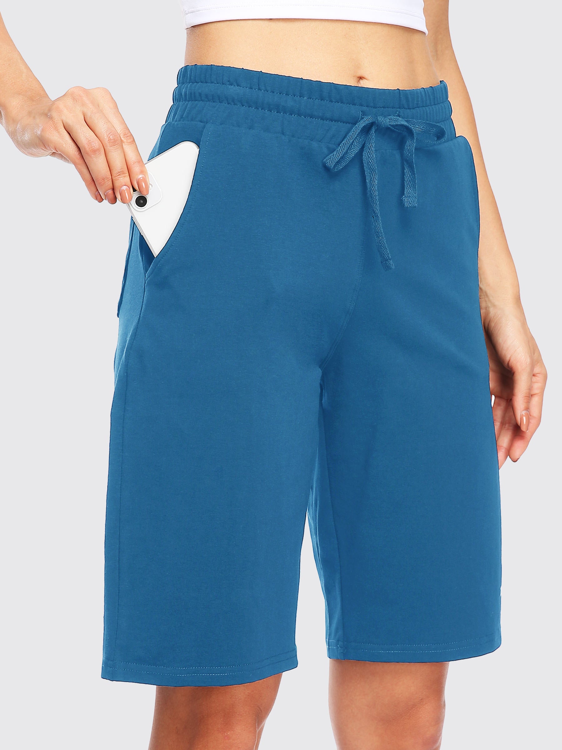 Womens Cotton Bermuda Shorts ocean blue