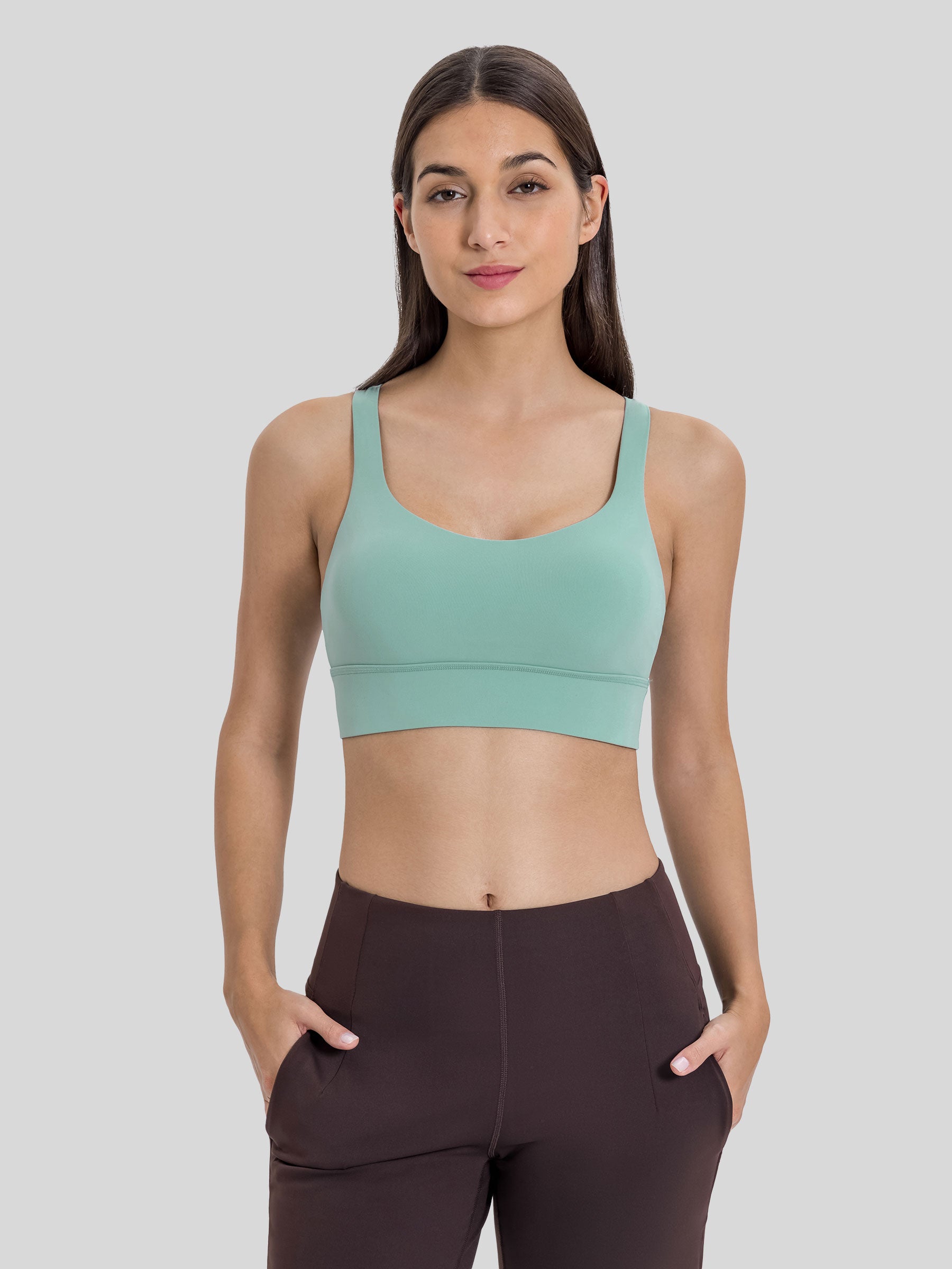 Womens Cross Back Sports Bra beryl green
