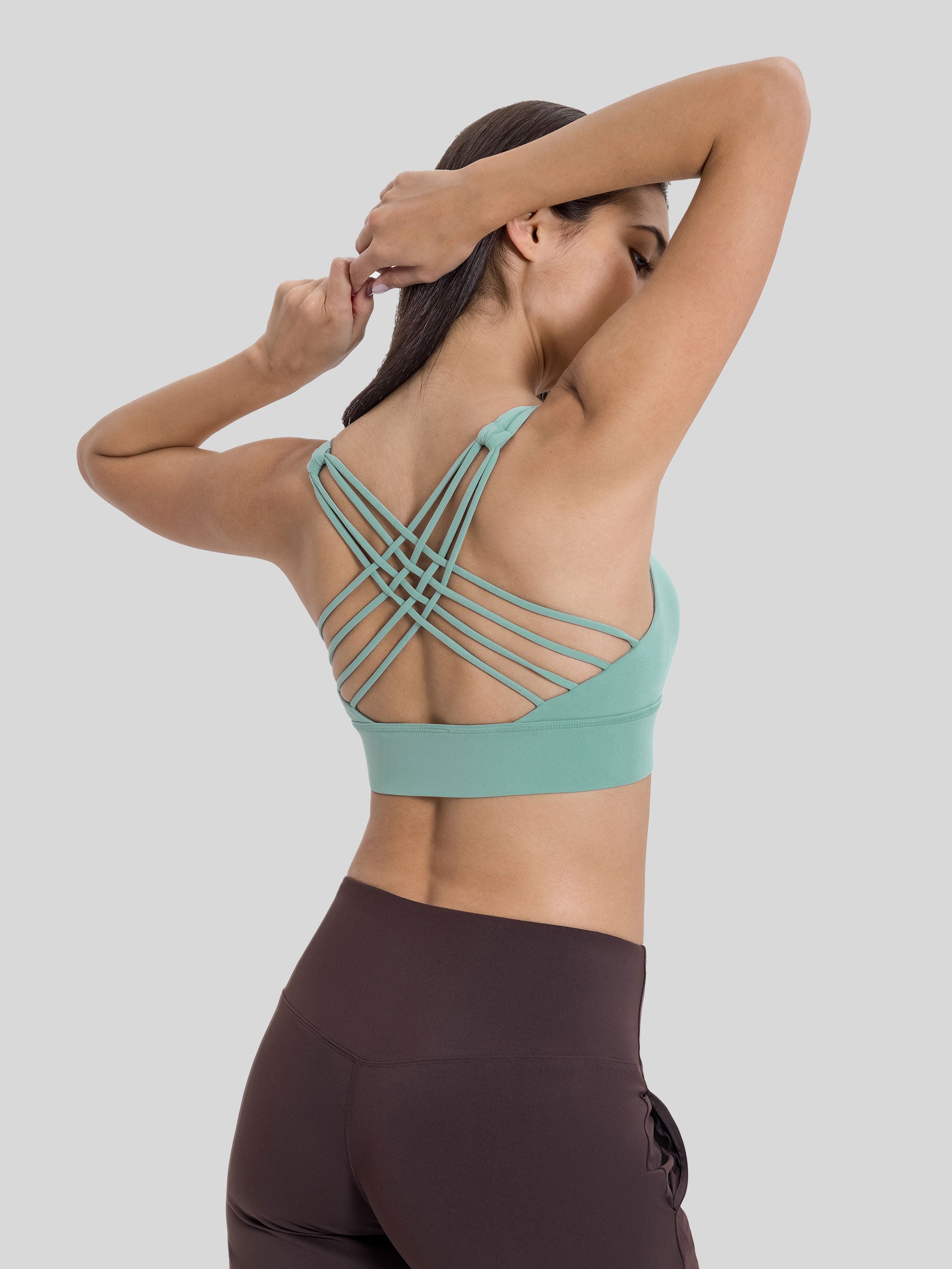 Womens Cross Back Sports Bra beryl green