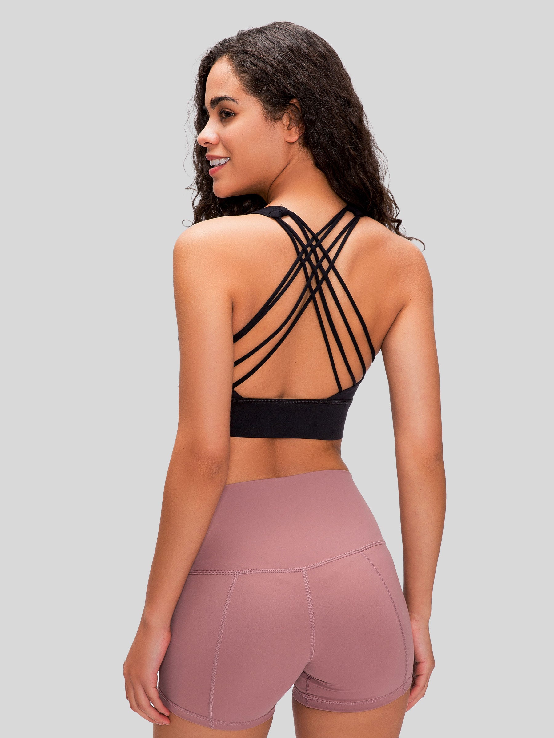 Womens Cross Back Sports Bra black