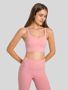 Womens Cross Back Sports Bra coral