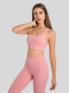 Womens Cross Back Sports Bra coral