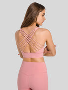 Womens Cross Back Sports Bra coral