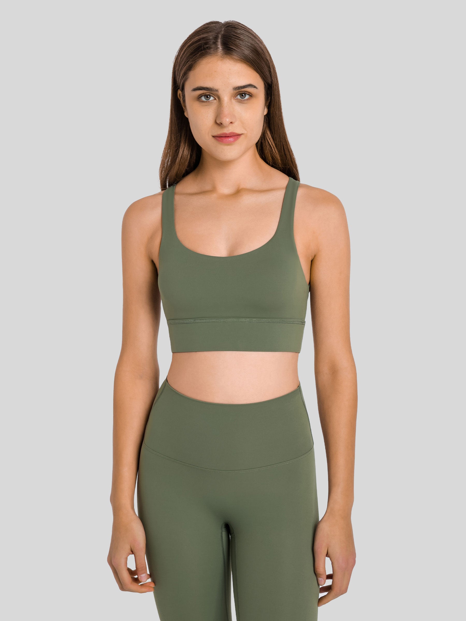 Womens Cross Back Sports Bra dark forest