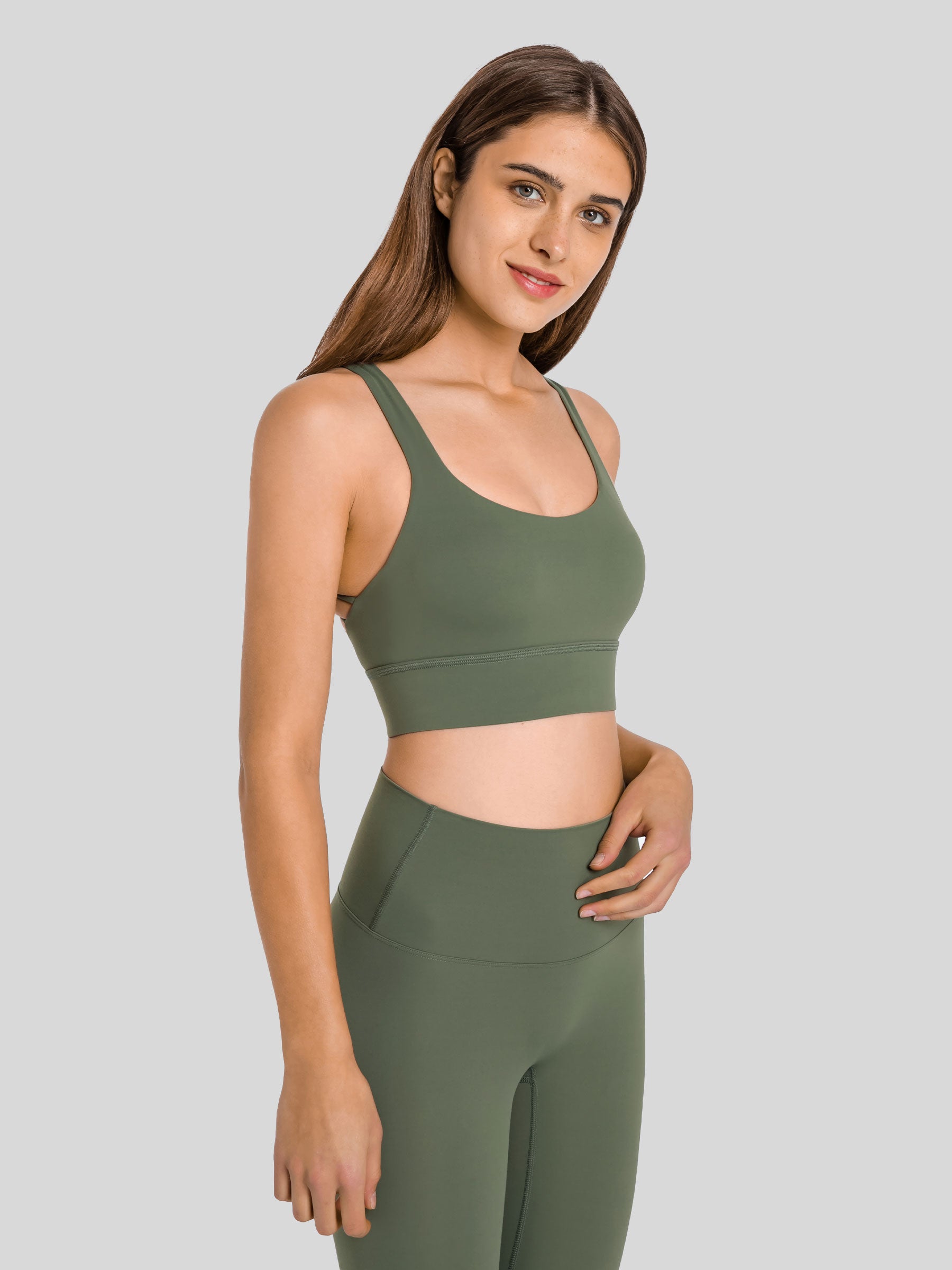 Womens Cross Back Sports Bra dark forest