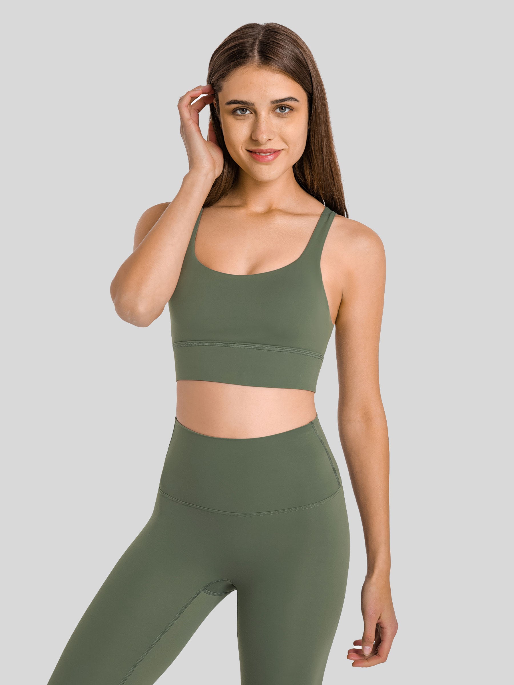 Womens Cross Back Sports Bra dark forest