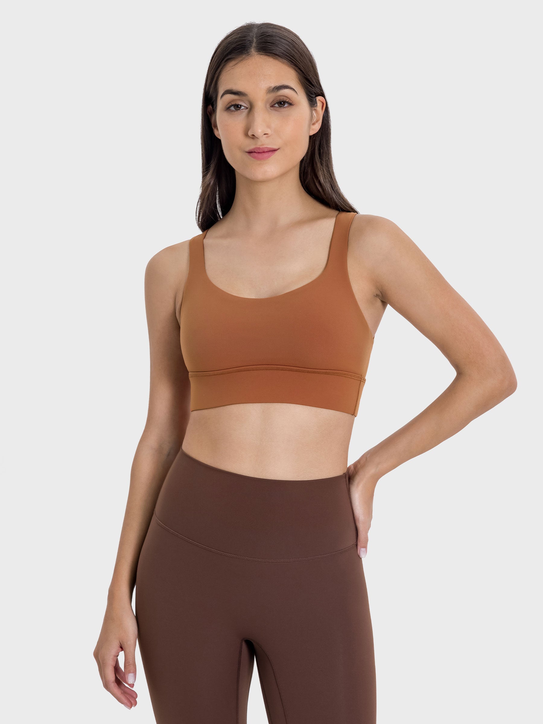 Womens Cross Back Sports Bra dark orange