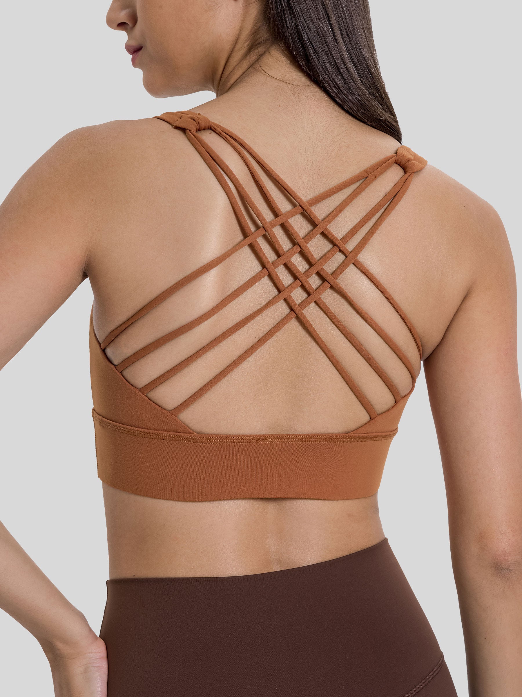 Womens Cross Back Sports Bra dark orange