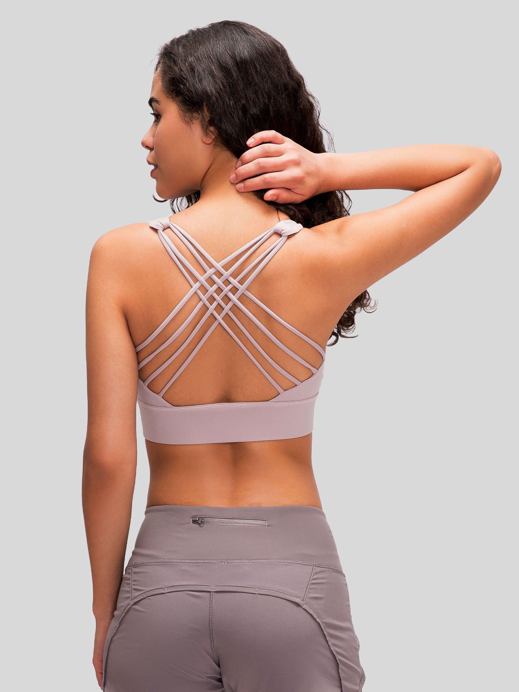 Womens Cross Back Sports Bra dark pink