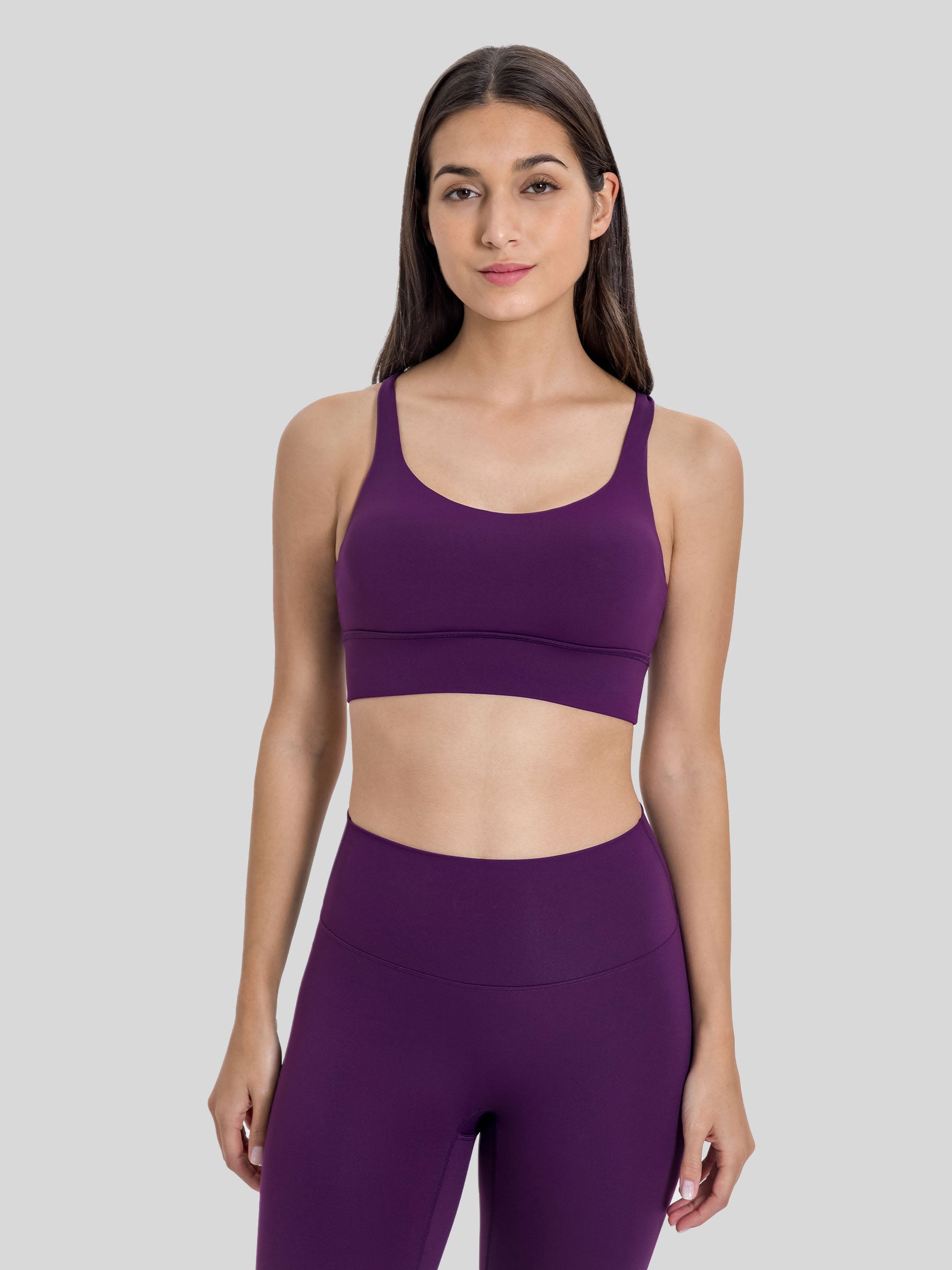 Womens Cross Back Sports Bra deep purple