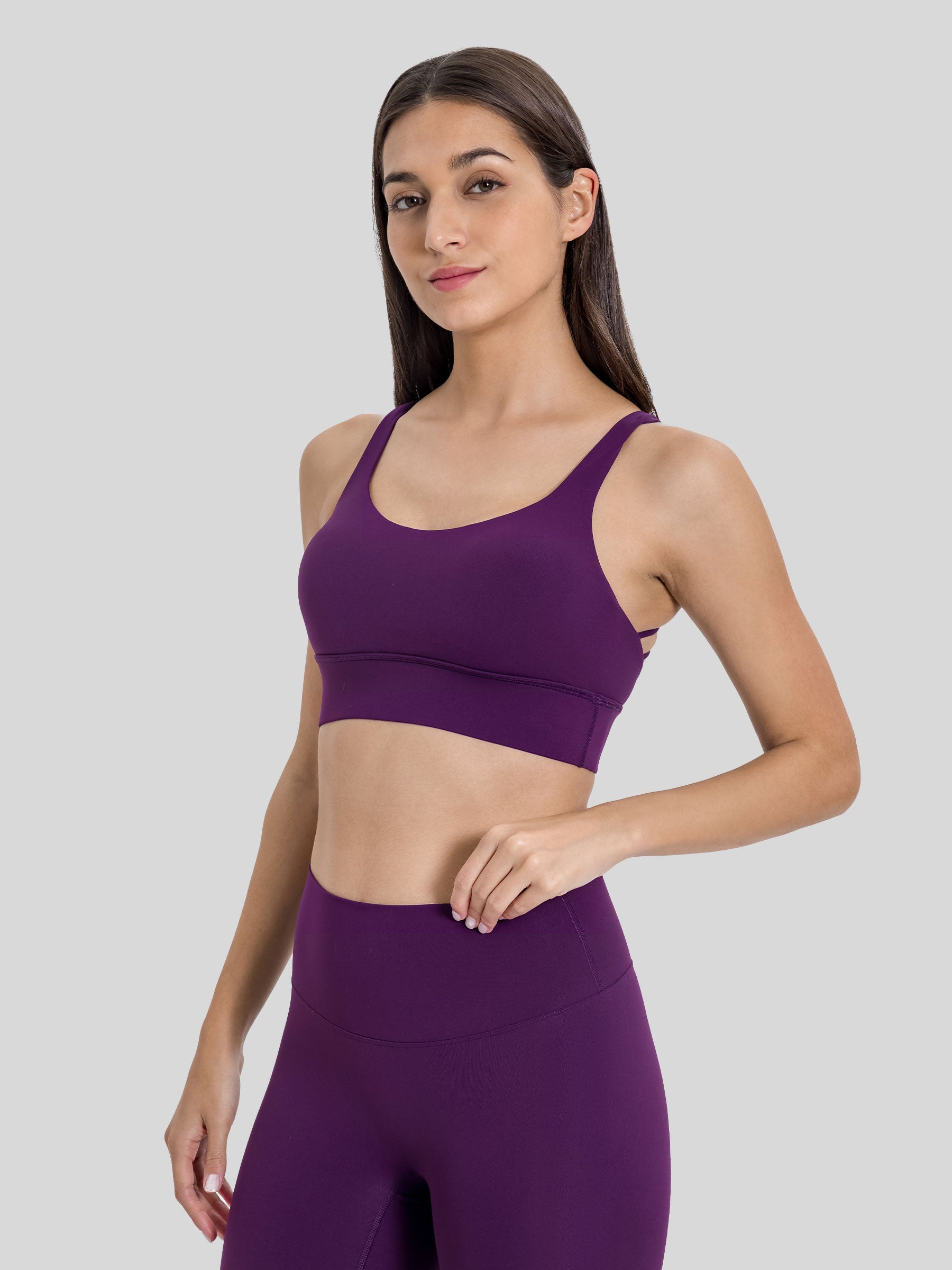 Womens Cross Back Sports Bra deep purple