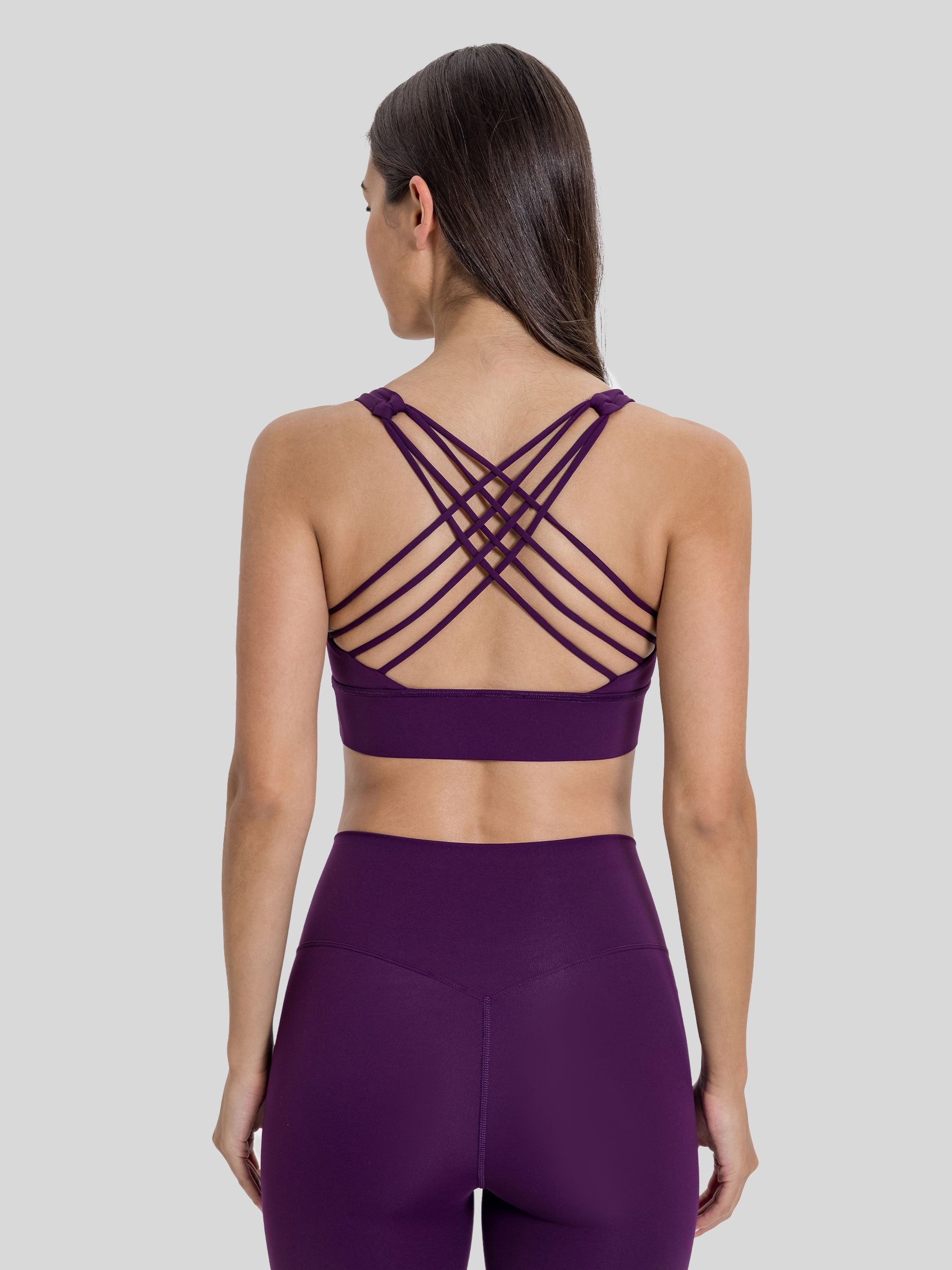Womens Cross Back Sports Bra deep purple