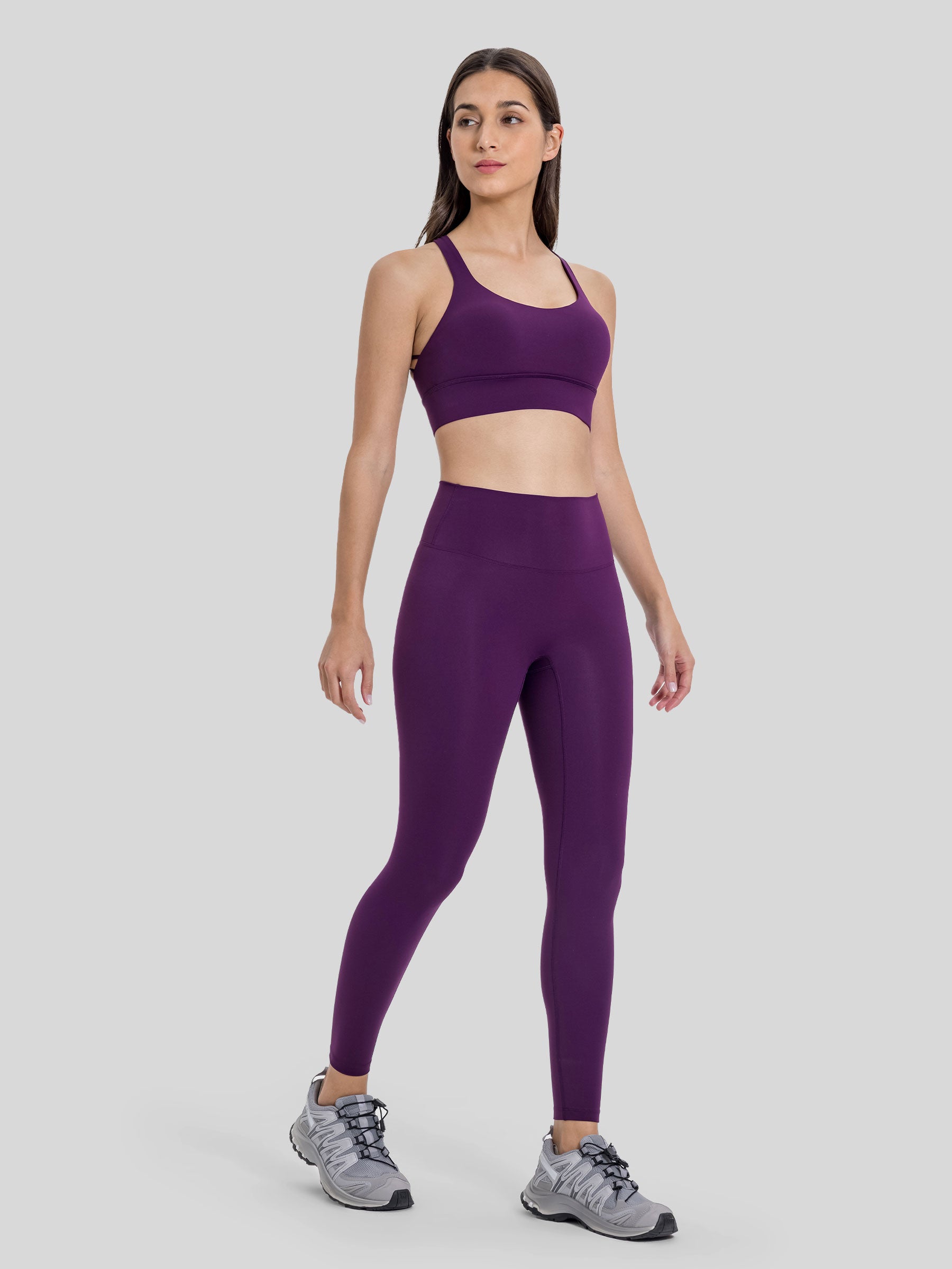 Womens Cross Back Sports Bra deep purple