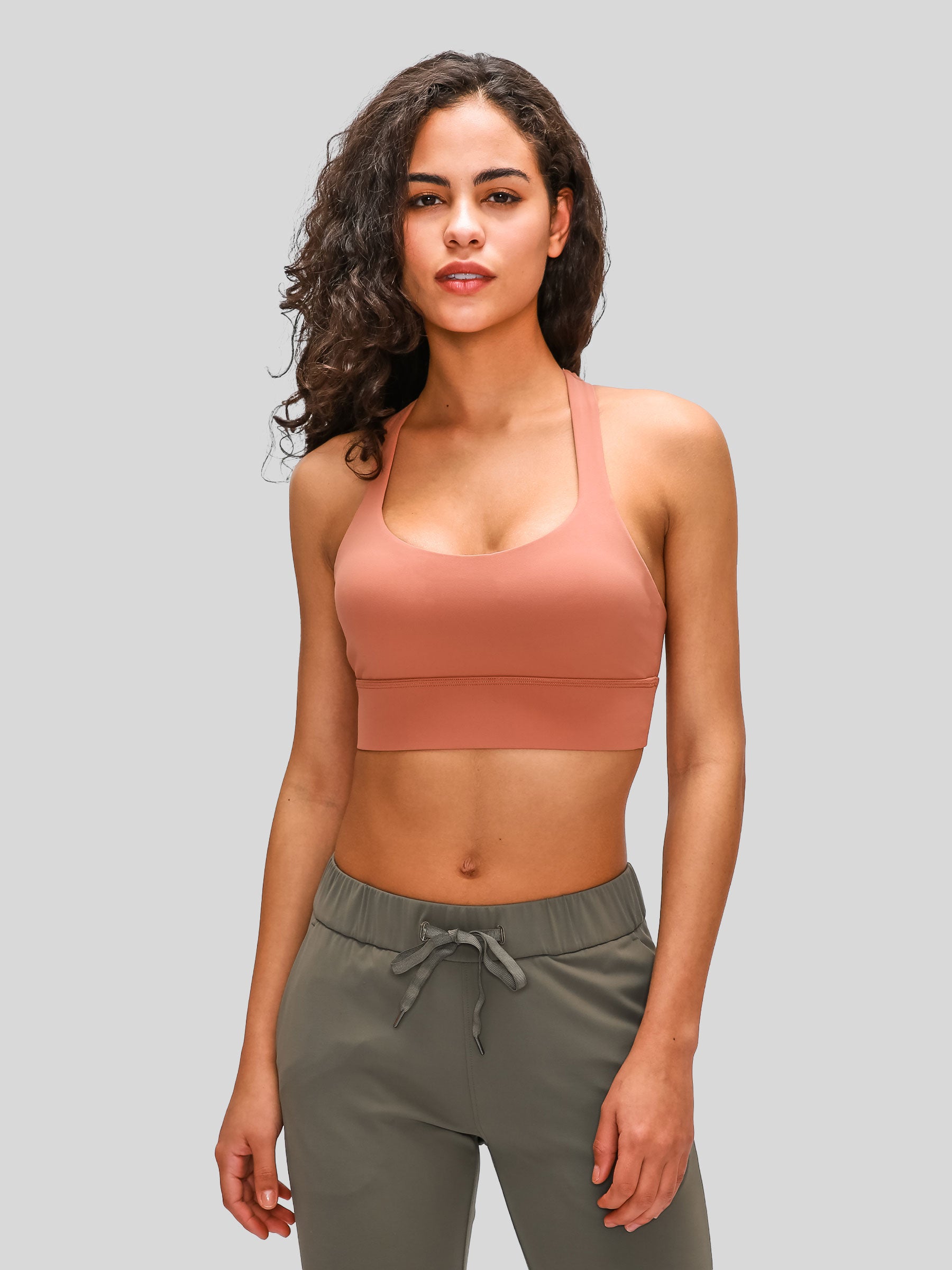 Womens Cross Back Sports Bra light mahogany