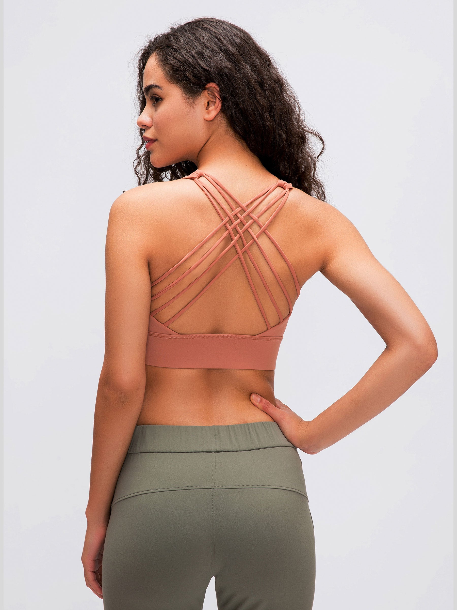 Womens Cross Back Sports Bra light mahogany