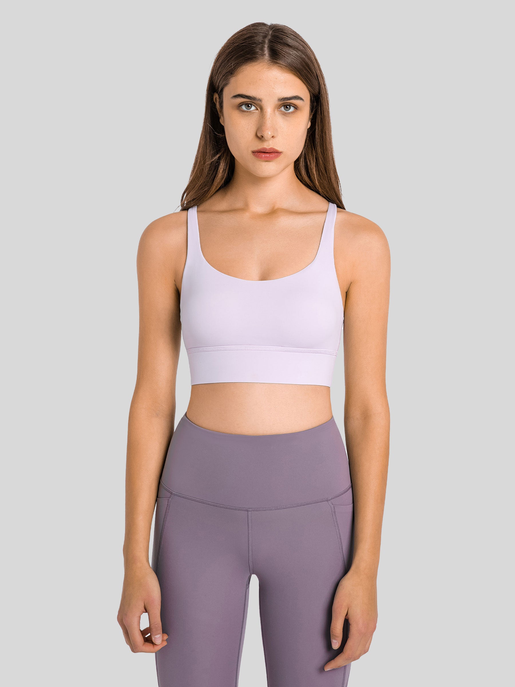 Womens Cross Back Sports Bra light purple